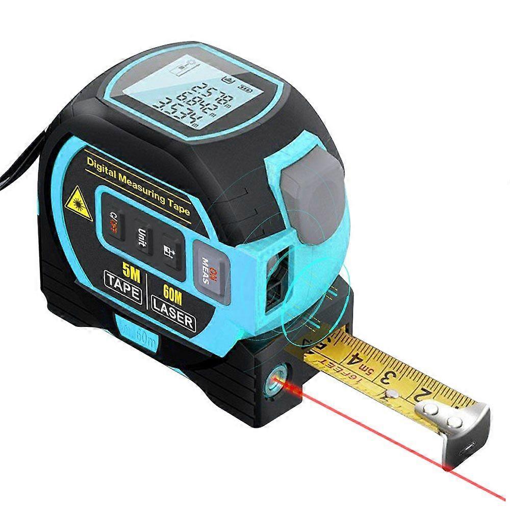 3 in 1 Laser Rangefinder 5m Tape Measure Ruler LCD Display with Backlight Distance Meter Building Measurement Device