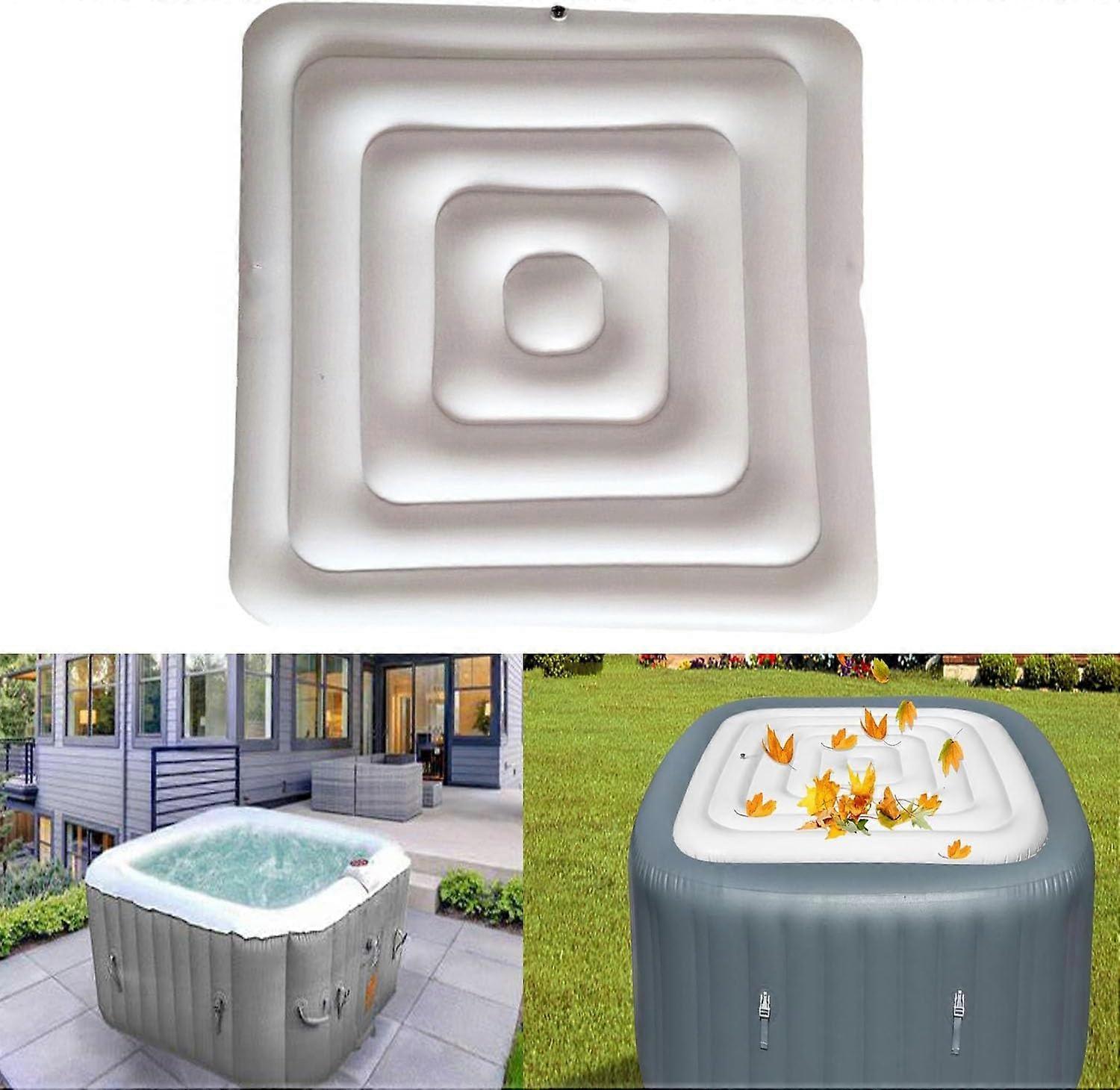 Inflatable Hot Tub Cover for Square Hot Tubs, Energy-Saving Outdoor Protector with 2 Handles, Waterproof and Rain-Resistant