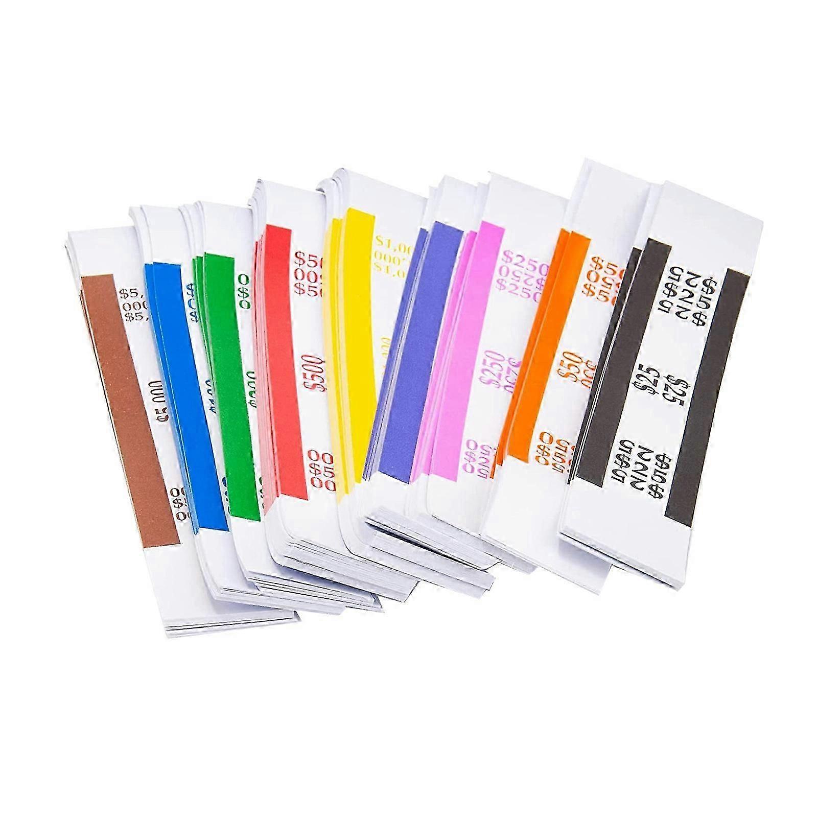 450pcs δέσμη ζωνών χρημάτων 9 αυτοσφραγιζόμενη ταξινόμηση ονομασίας ιμάντων μετρητών χρώματος ιδανική για τις τράπεζες Λιανική φιλοξενία Kaesi