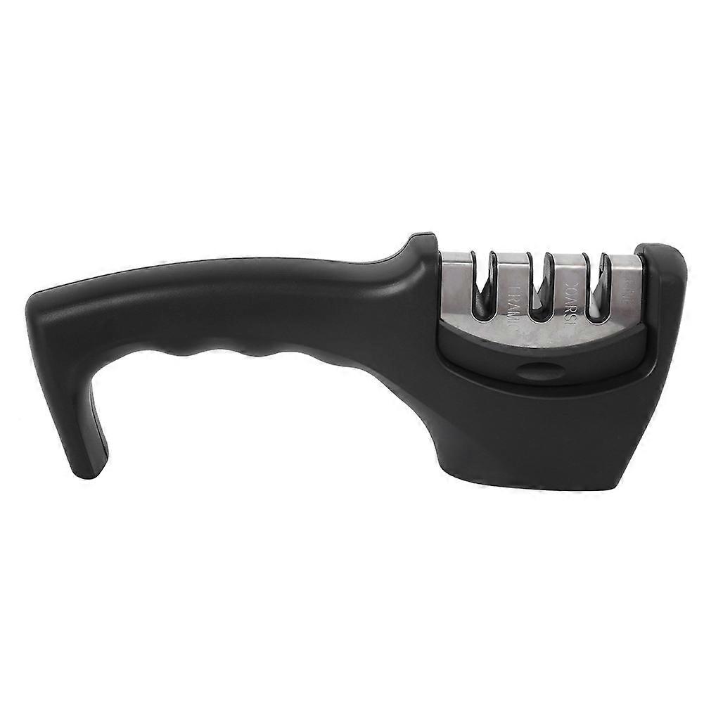 Black Thicken 3 Stage Manual Cutting Knife Sharpener Kitchen Grinding Sharpening Tools