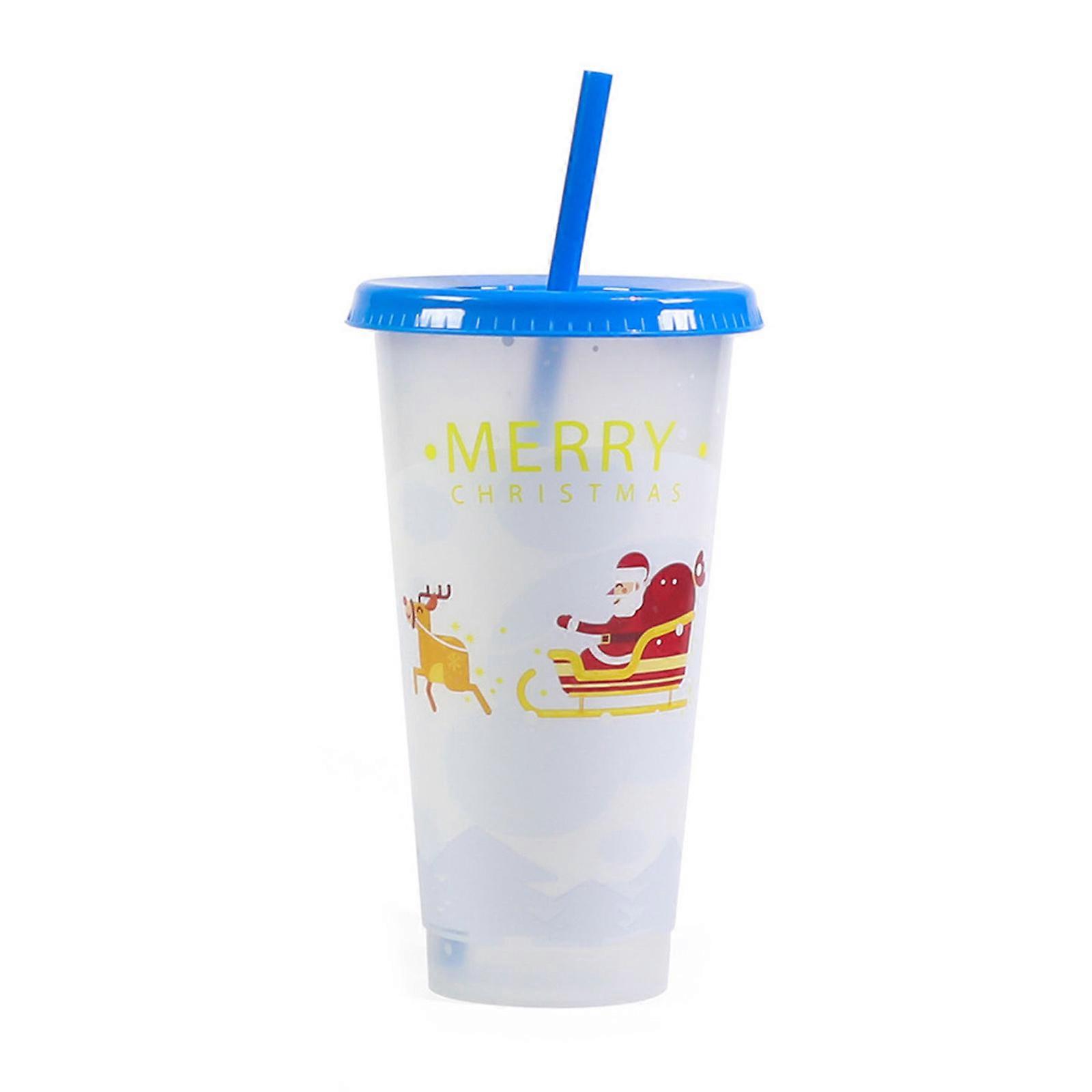 Color Changing Cups Christmas Reusable Tumbler with Lids and Straws Ice Water Color Changing BPA Free Tumblers 3 Styles