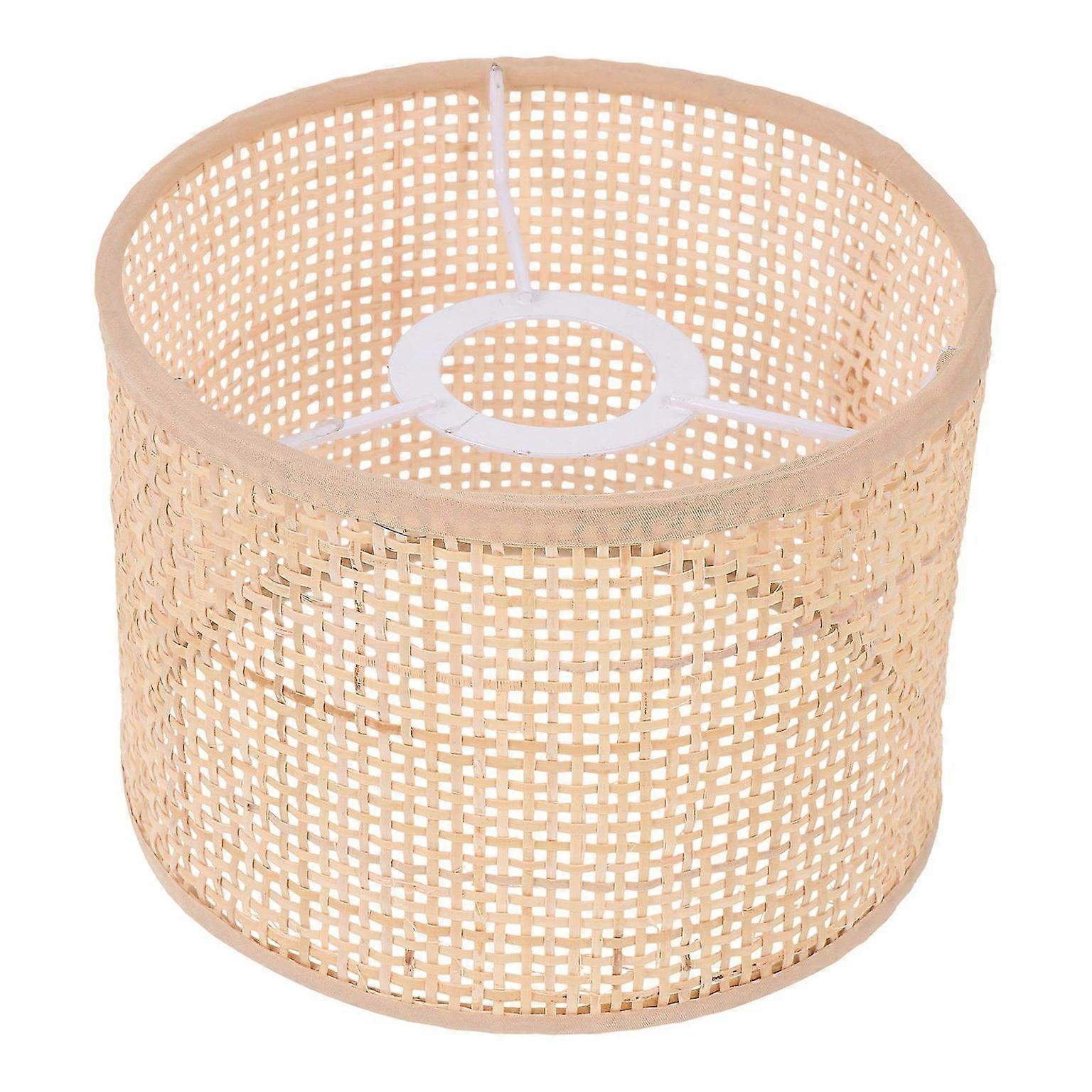 Elegant Rattan & Iron Lampshade for E27 Bulbs - Farmhouse Style Table Lamp Light Fixture - Easy Installation