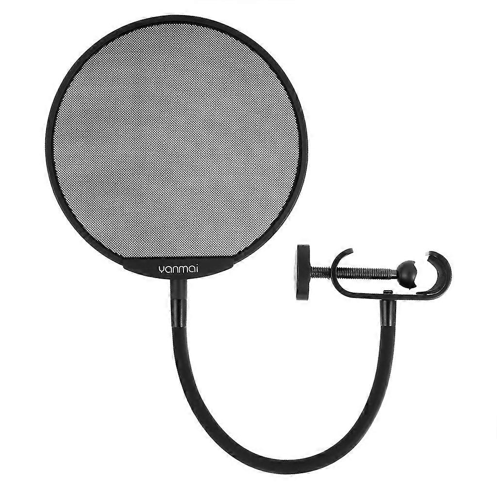 Upgraded Microphone Mask Shield with Flexible 360° Gooseneck Clip for Professional Recording Singing Podcasts Black