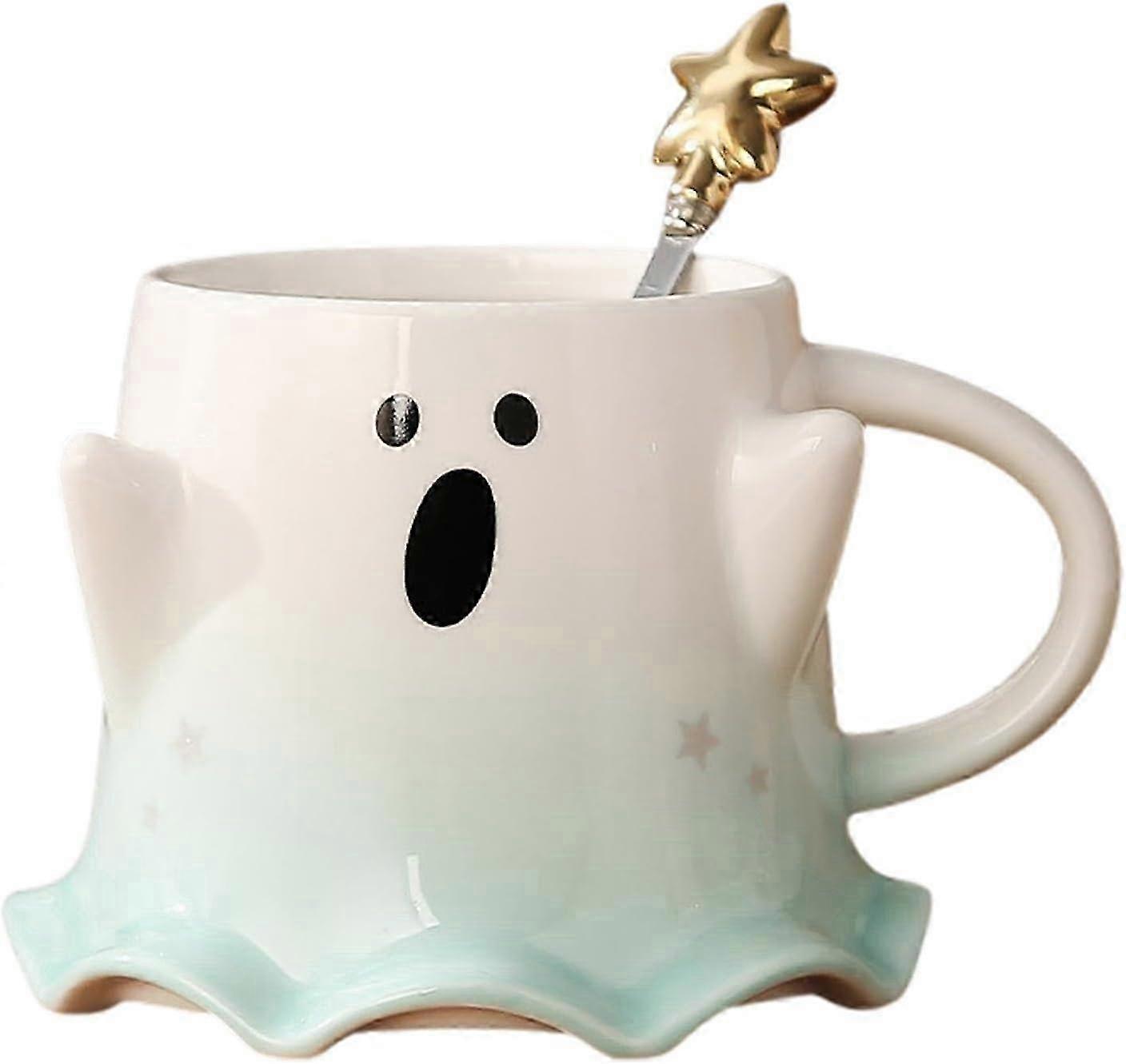 ハロウィーンゴーストカボチャコーヒーマグ、キッチンダイニング用ハンドル付きセラミックハロウィーンカップ