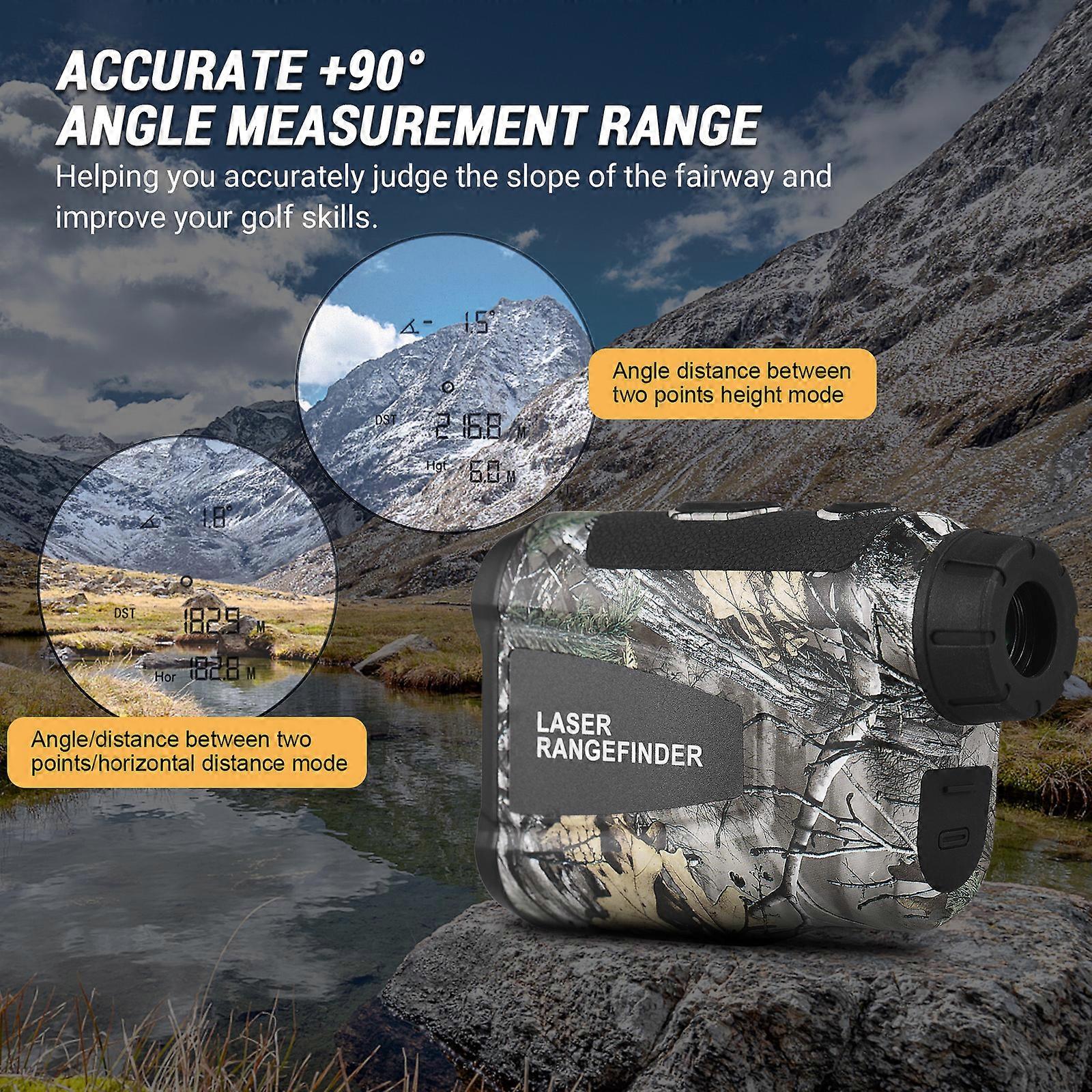 Golf Range Finder with Slope Angle Measurement Height and Speed Function Flagpole Lock Vibration +90°Waterproof 6X Three-barrel Laser Rangefinders Go