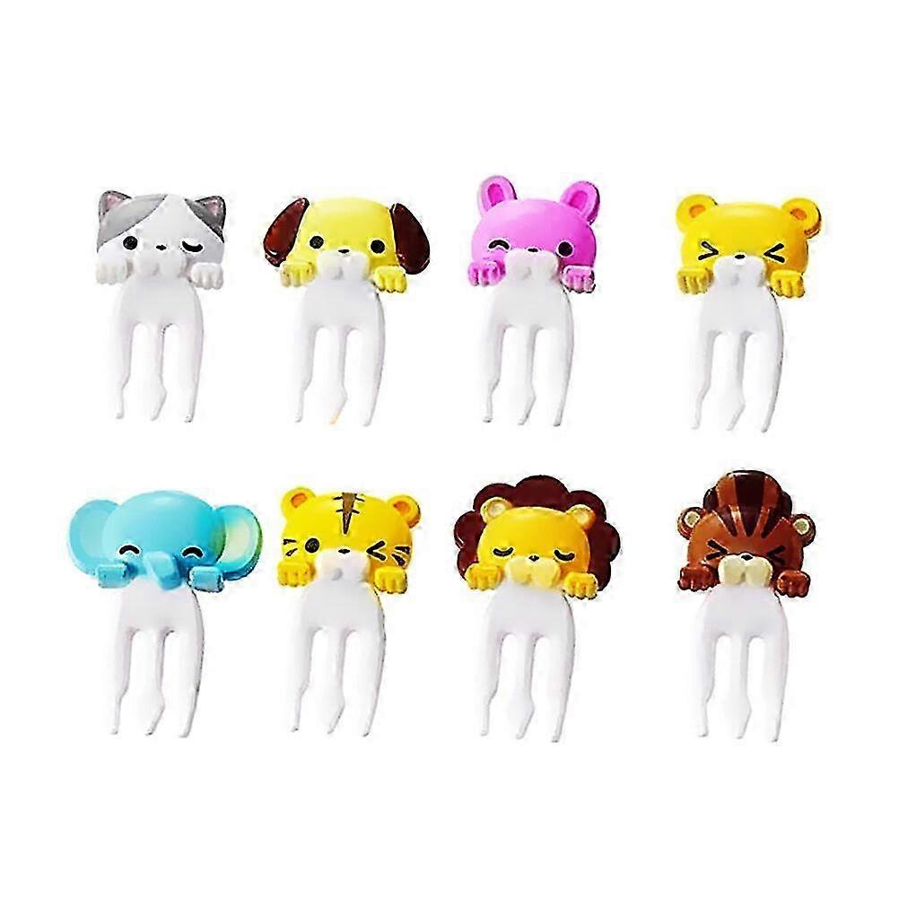 Set of 8 Children��s Cartoon Fruit Forks �C Plastic Food Picks for Home Bento Lunches