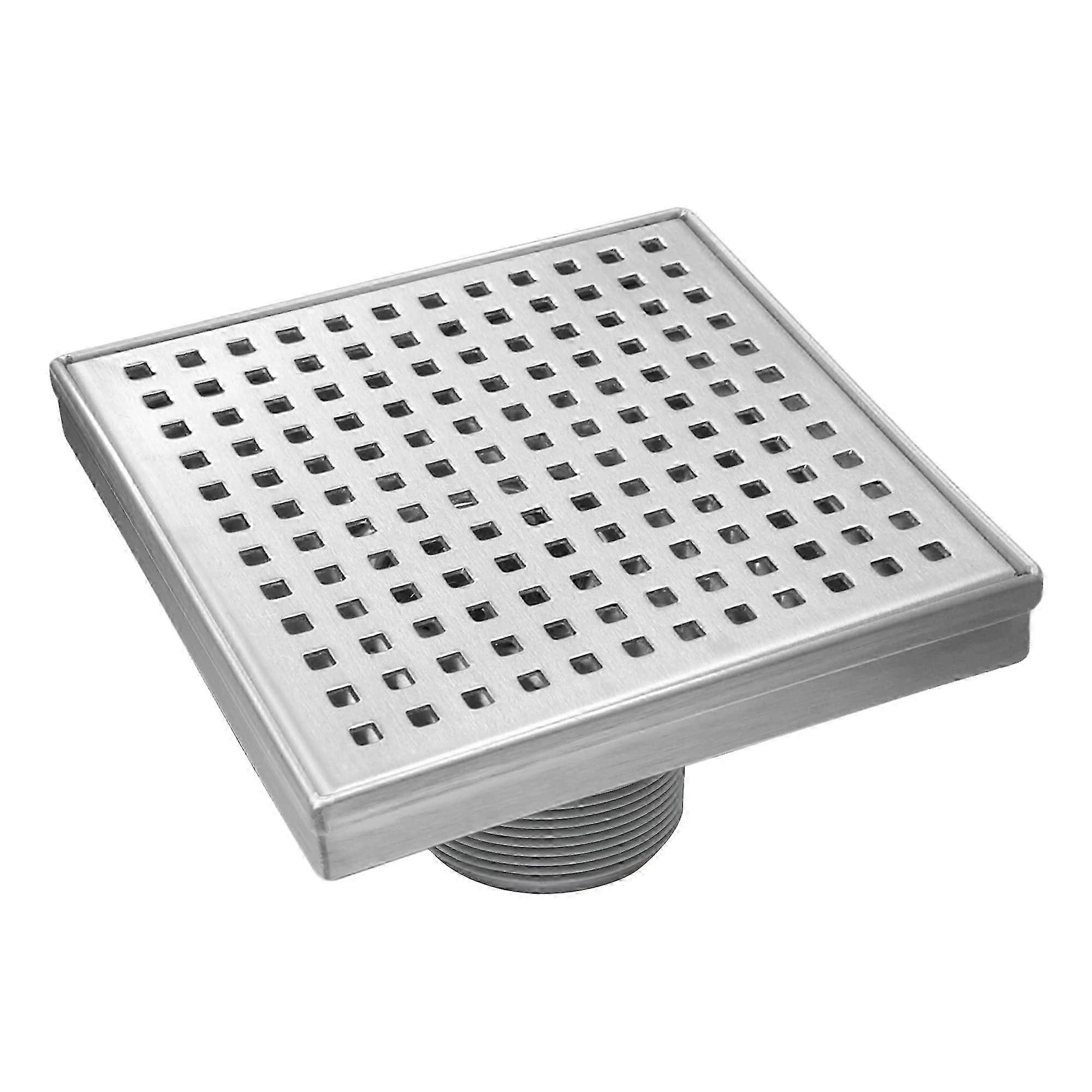 4-Inch Square Shower Drain, Stainless Steel, Removable Grate