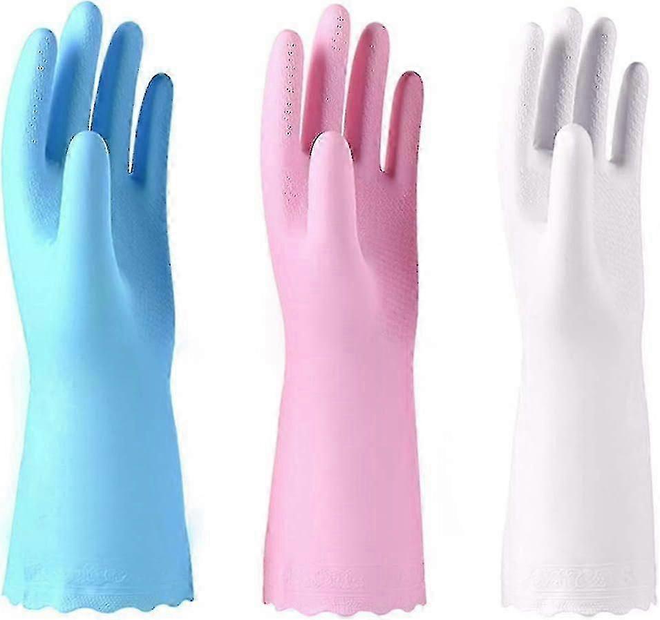 3-pack latexfria diskhandskar med bomullsfoder och präglad handflata - Vattentät (Medium)