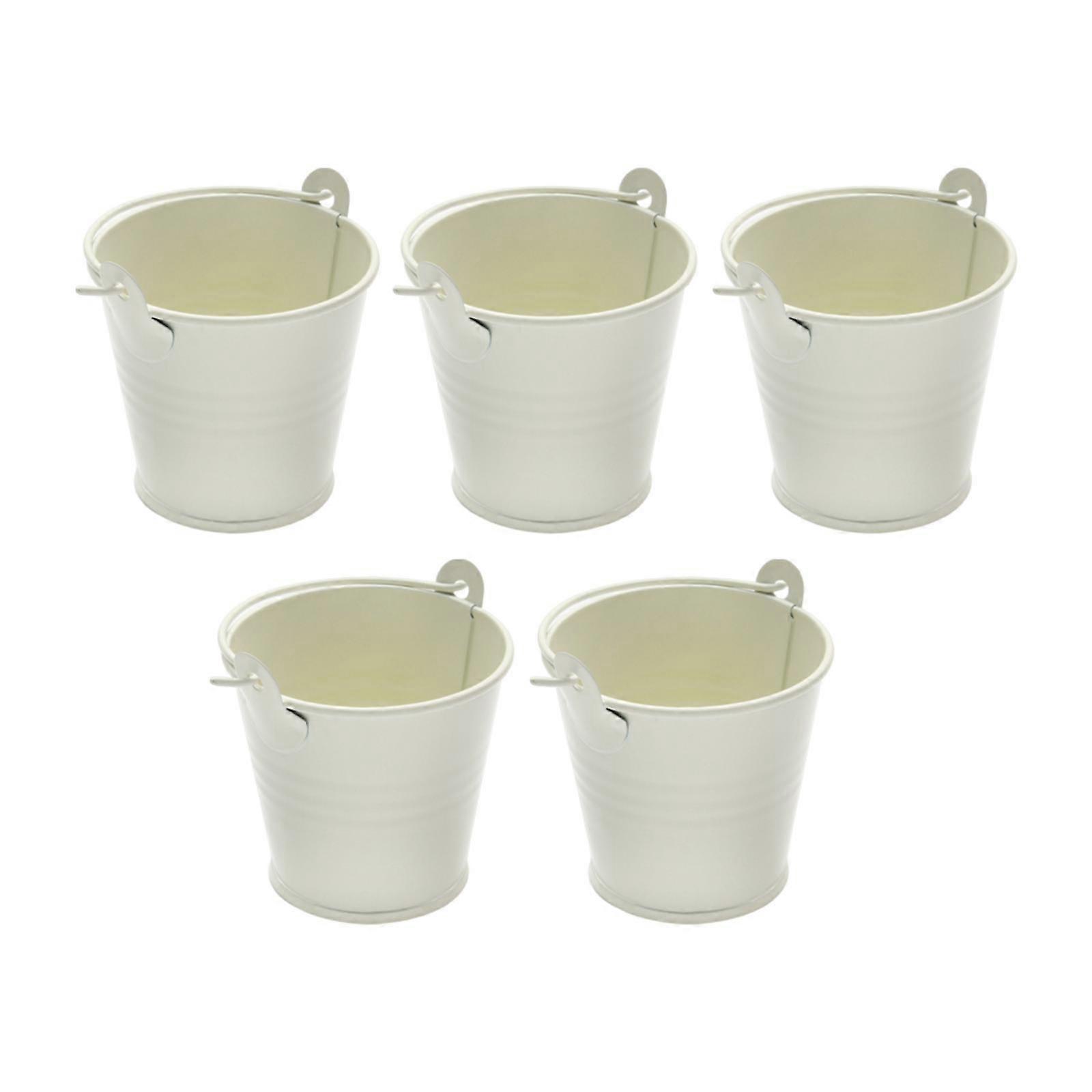 5x Galvanized Metal Buckets Ice Buckets Crafts Container with Handle Home Decor
