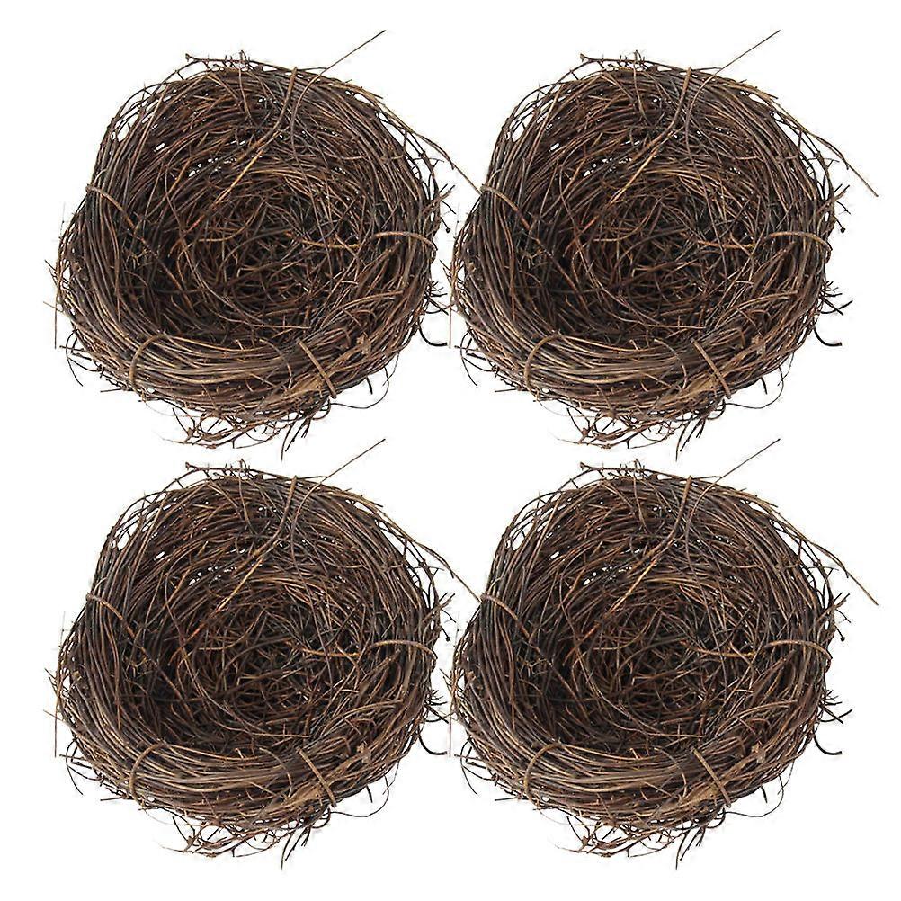Artificial Bird Nest, 4pcs Imitated Bird Nest Birds Egg Nest Rattan Bird Nest Simulation Twig Bird Nest