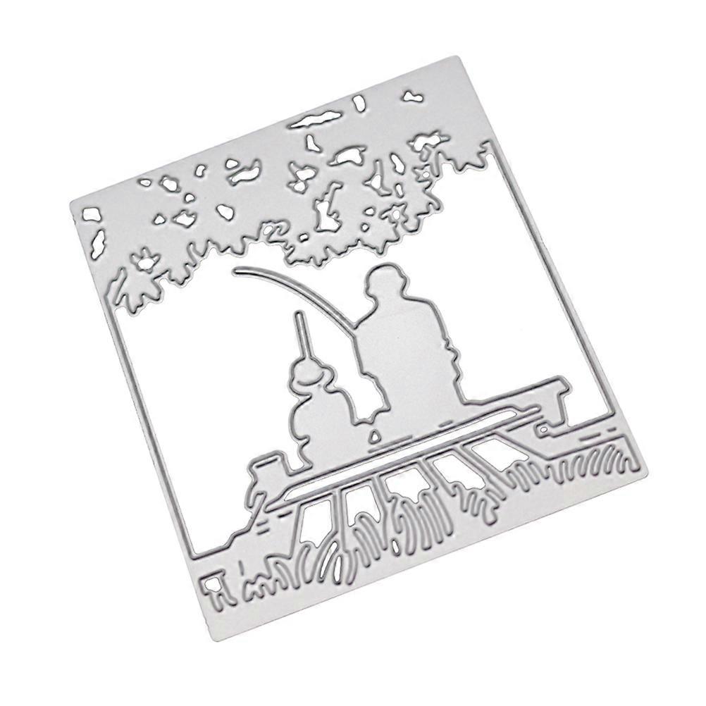 Stencils for Card Making Embossing Stencil Father and Son Fishing Design Carbon Steel For Artists 1Pack