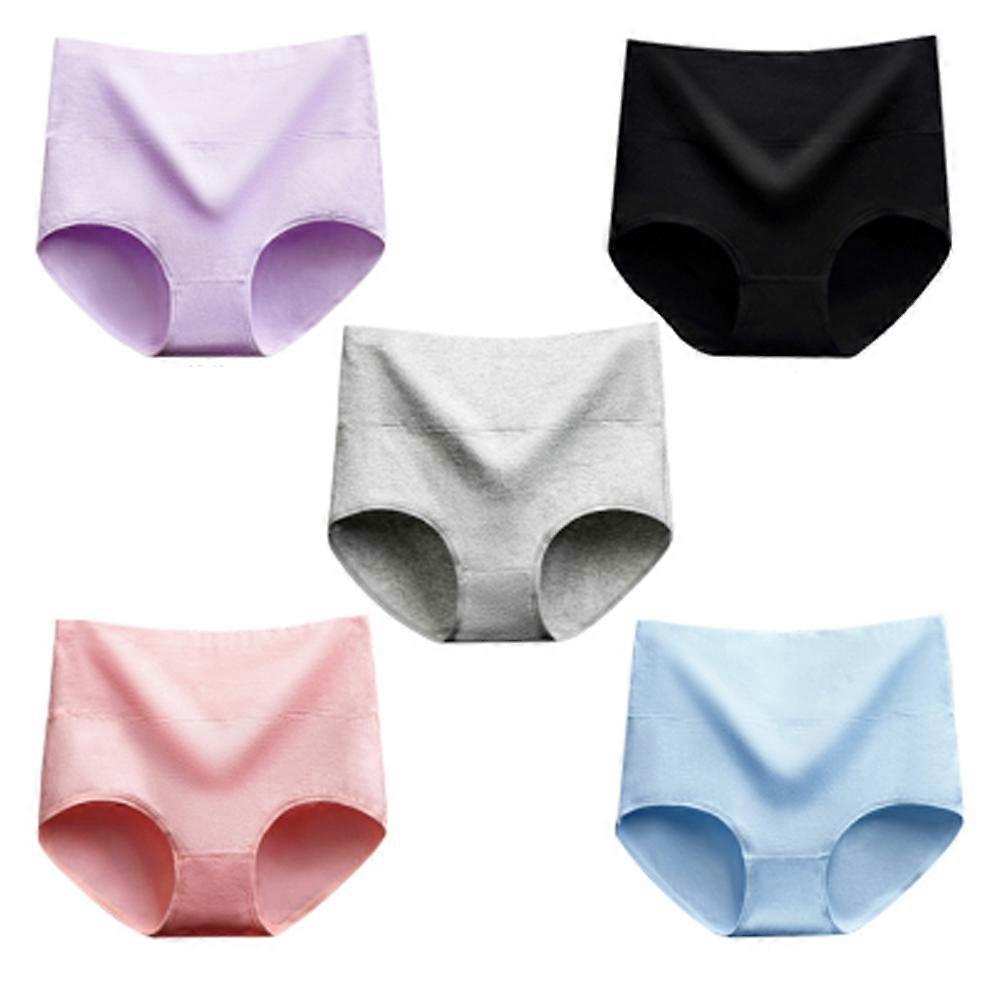 Ladies Cotton Underwear Breathable Stretchy Abdominal Surgery Recovery Grey 5Pcs