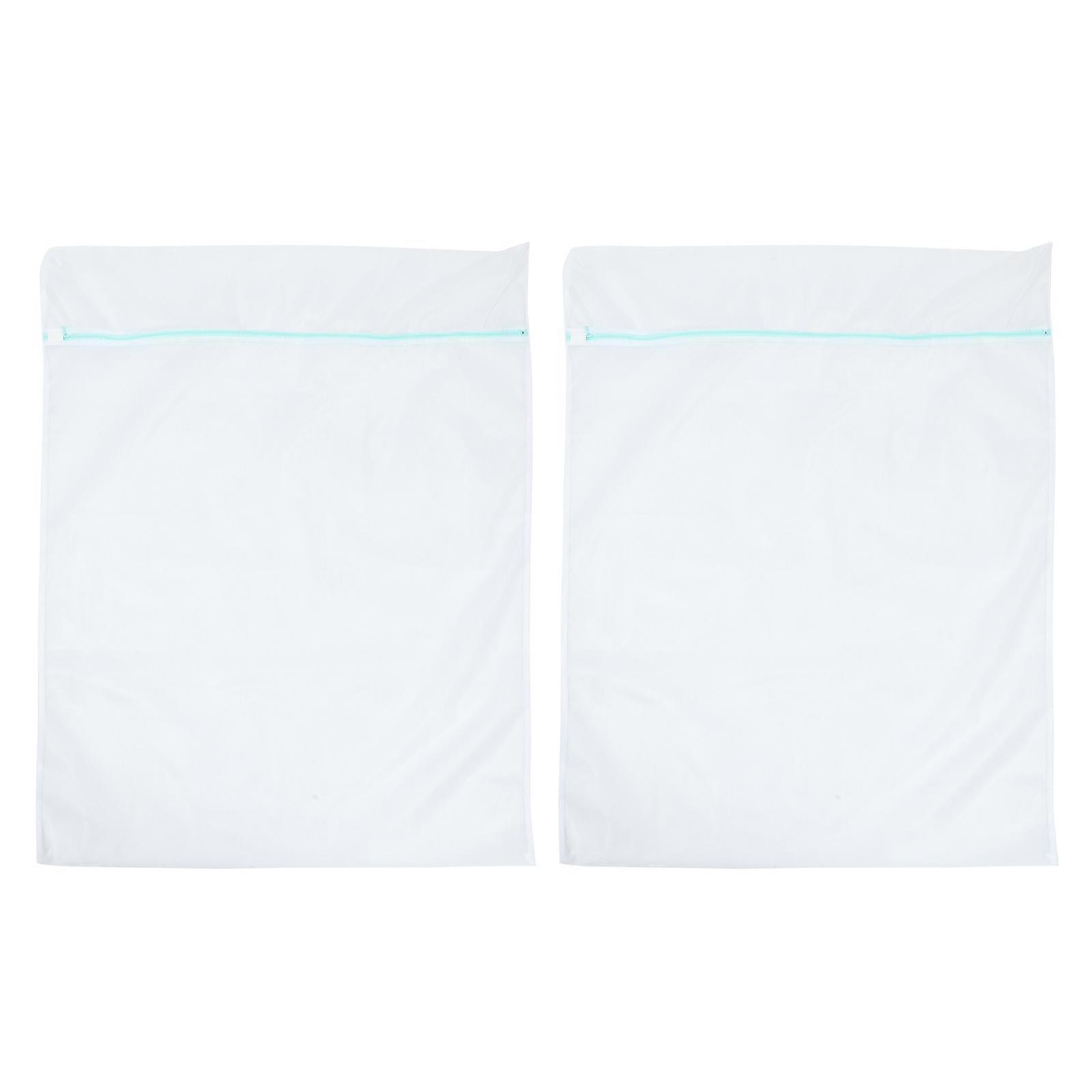 Large Mesh Laundry Bag 2Pcs White Polyester Protects Delicates for Home