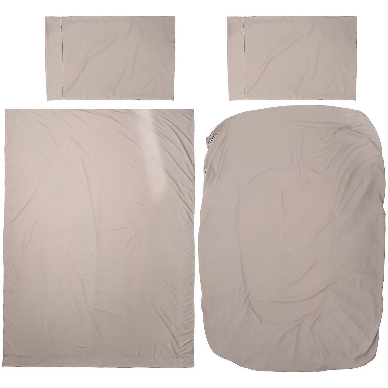 Comfortable Bedding Set Fitted Sheet Pillowcase Dark Grey 244x206x0.1cm Wrinkle Resistance 1 Set