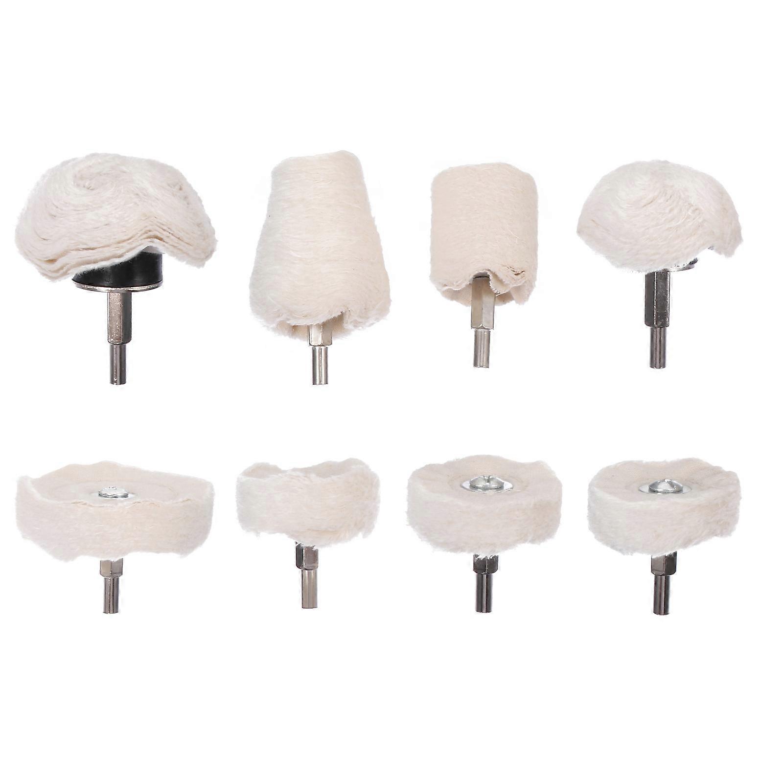 Buffing Wheel Drill Kit 8Pcs White Cloth Polishing Wheel Set for Machine Versatile Use