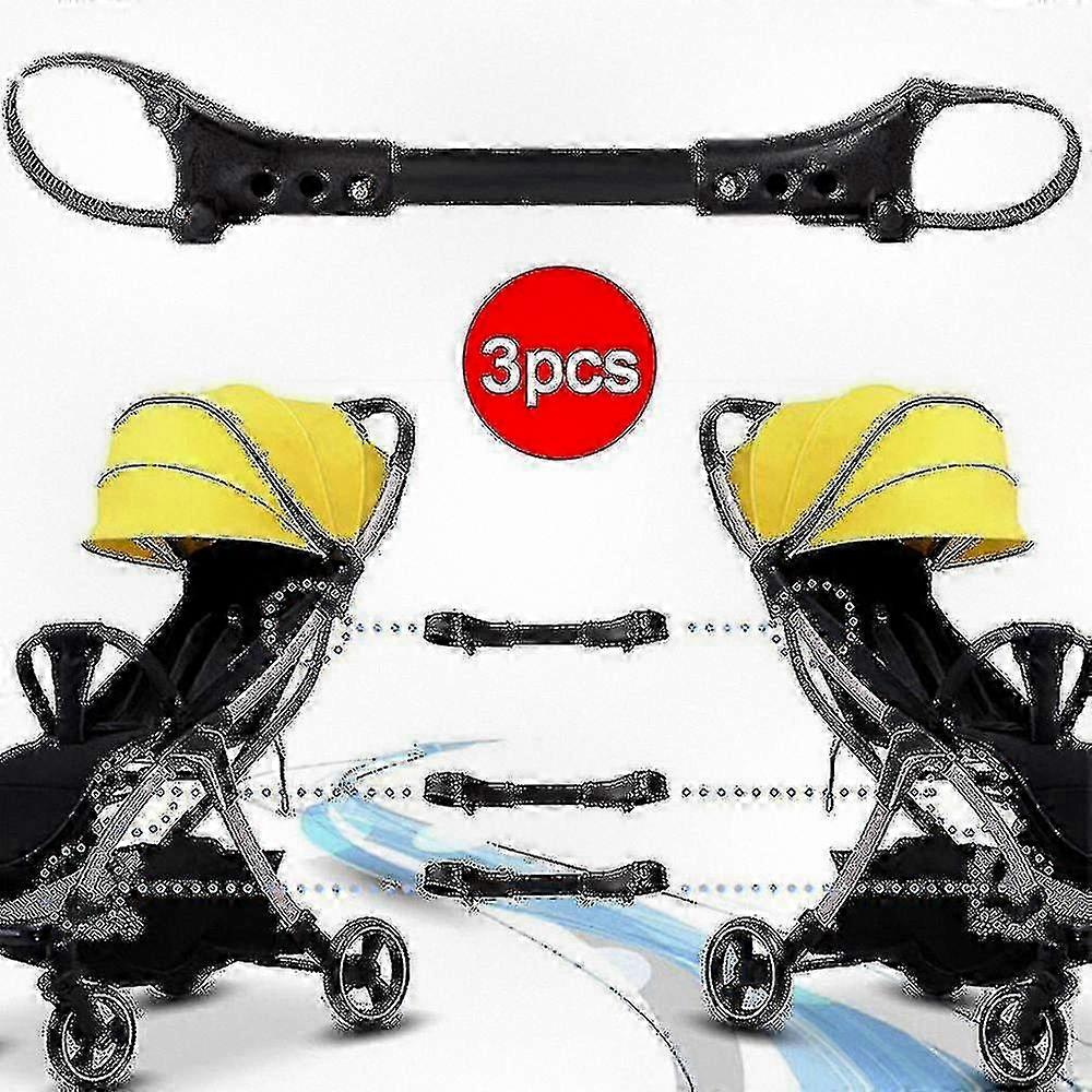 Universal Twin Baby Stroller Connector - Adjustable 3-Piece Cart Joints with Strap Linker Hook for Double Strollers