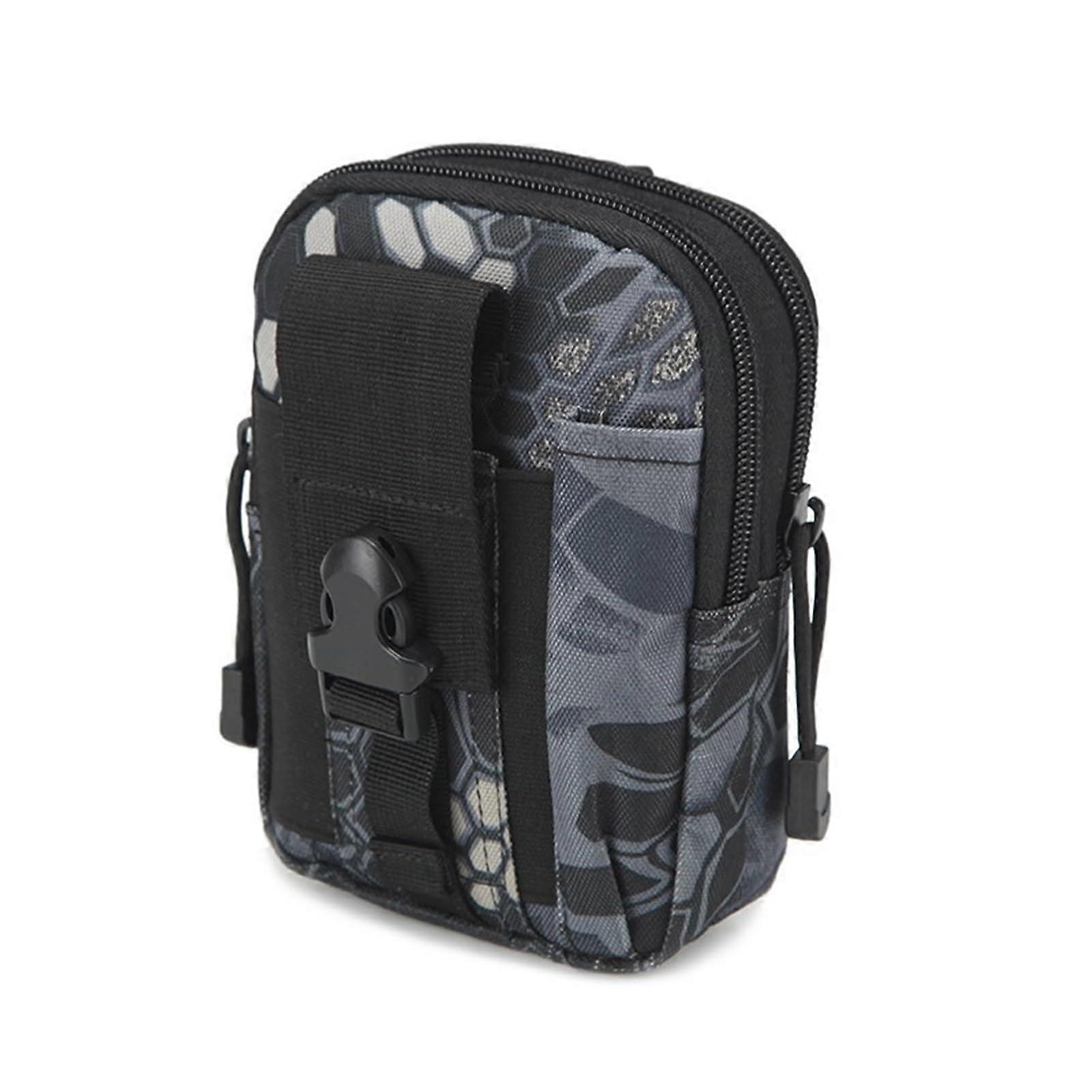 Tactical Molle Bag with Mobile Phone Holder, Expandable Waist Belt Carry Bag for Backpack Vests - Python Black
