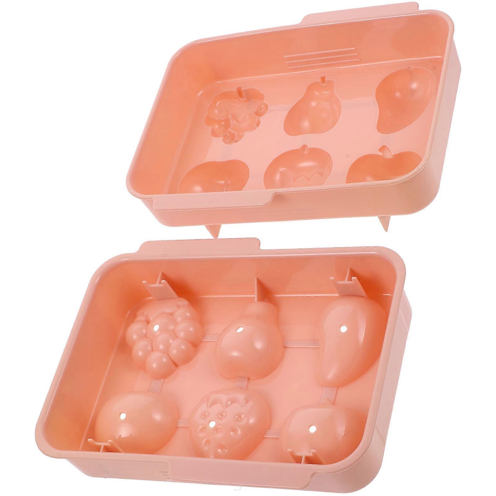 Ice Cube Bin Portable Box In Ice Tray For Kitchen Appliance DIY Fruit Ice Pink 18.5X14.5X6CM 1Pcs