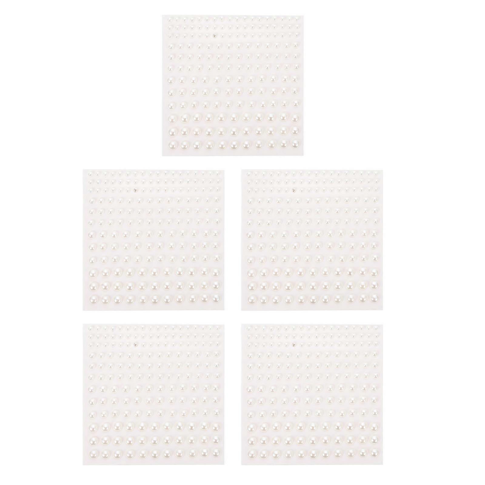 Sticker Pearls Face Pearls For Makeup Flat Back Pearls Stickers Body Art Beige 0.5X0.5cm Durable 5Pcs