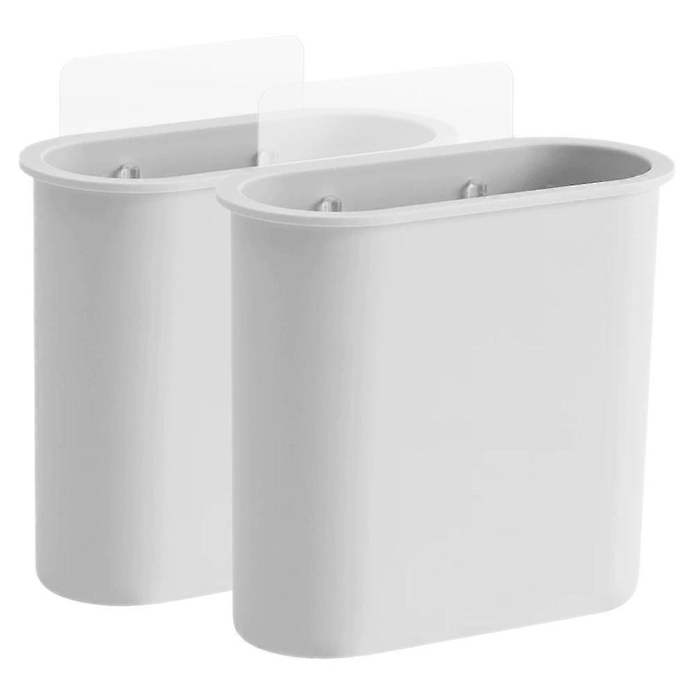 Wall Toothbrush Holders Multi Functional Toothbrush Storage Rack Grey Rectangular Draining 2Pcs