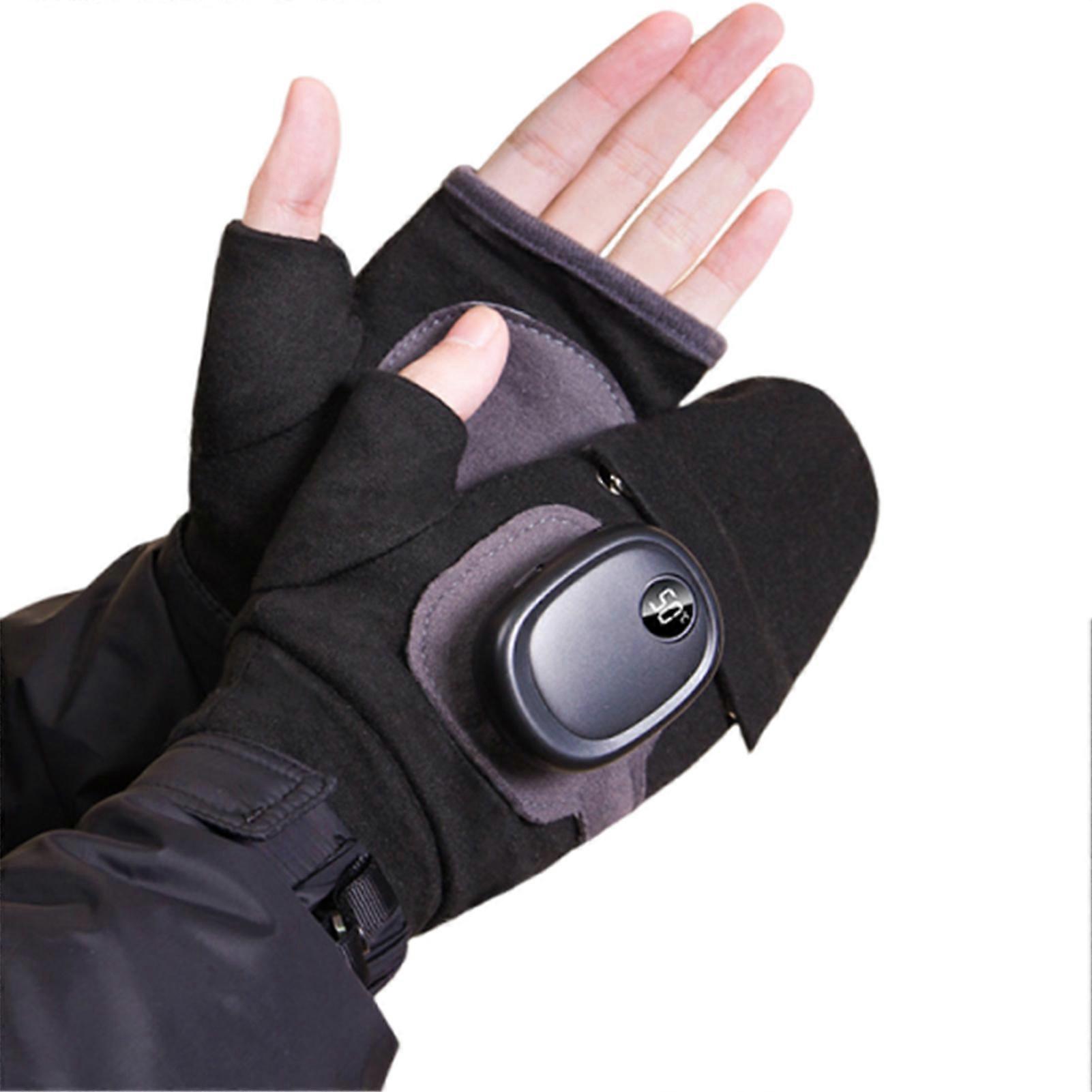 Winter USB Heated Fingerless Gloves 60s Fast Heating Winter Work Gloves for Men Women 3 Temperature Settings Hand Warmer