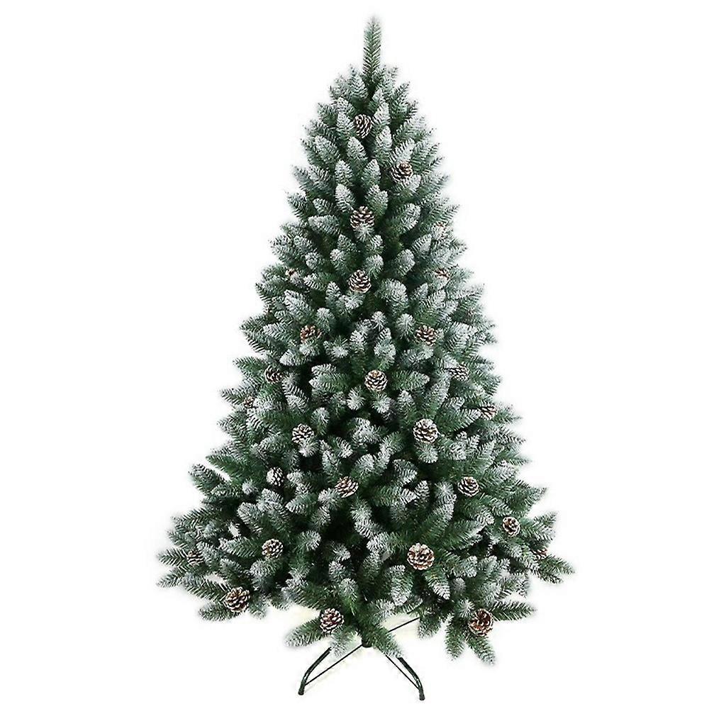 150cm Christmas Tree with Pine Cones Thickened 450 PVC Tips Snow Flocked Artificial Xmas Pencil Tree
