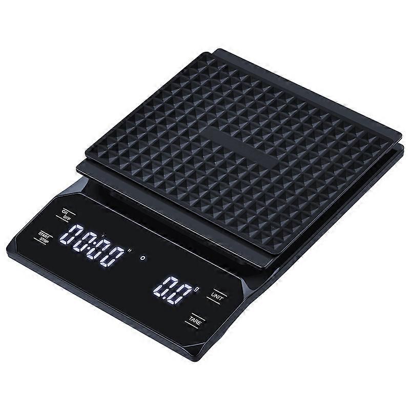 Digital Coffee Scale - 0.1g/3kg Precision, Timer, Waterproof, Large LED Display (Black)
