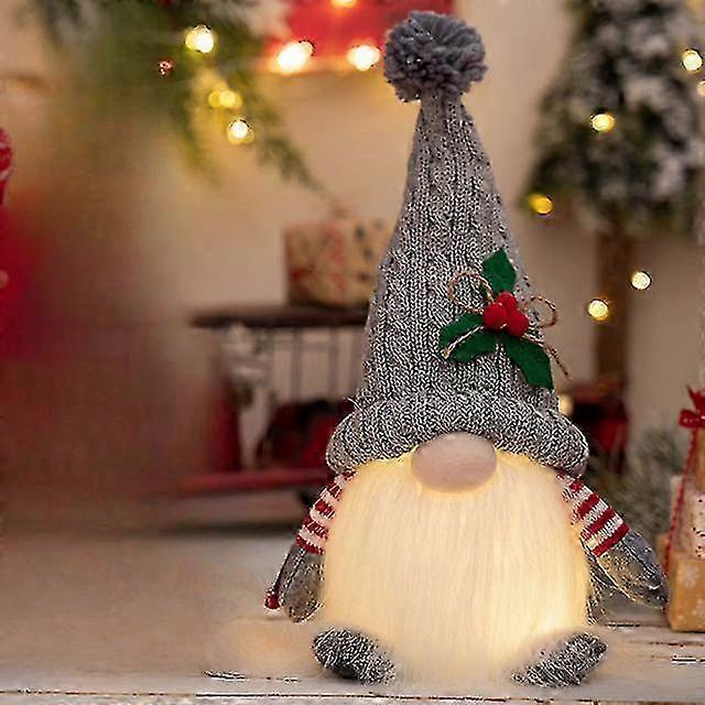 Elf Gnome Doll with LED Light Decorations - Glow Dwarf with Knitted Hat for New Year Gifts