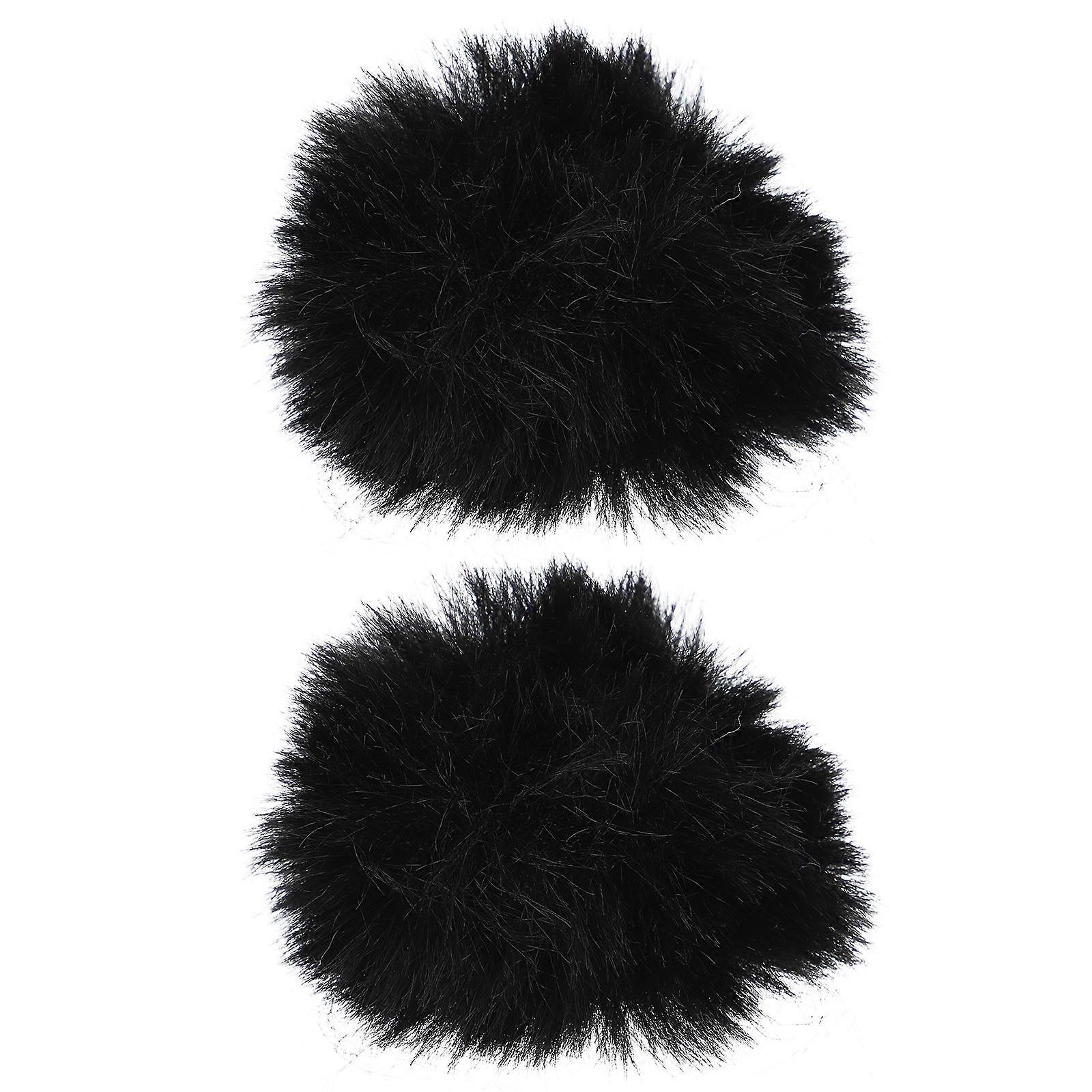 Mic Wind Splash Proof Microphone Sleeve Round Black 5x4cm Wind Noise Reduction 2Pcs