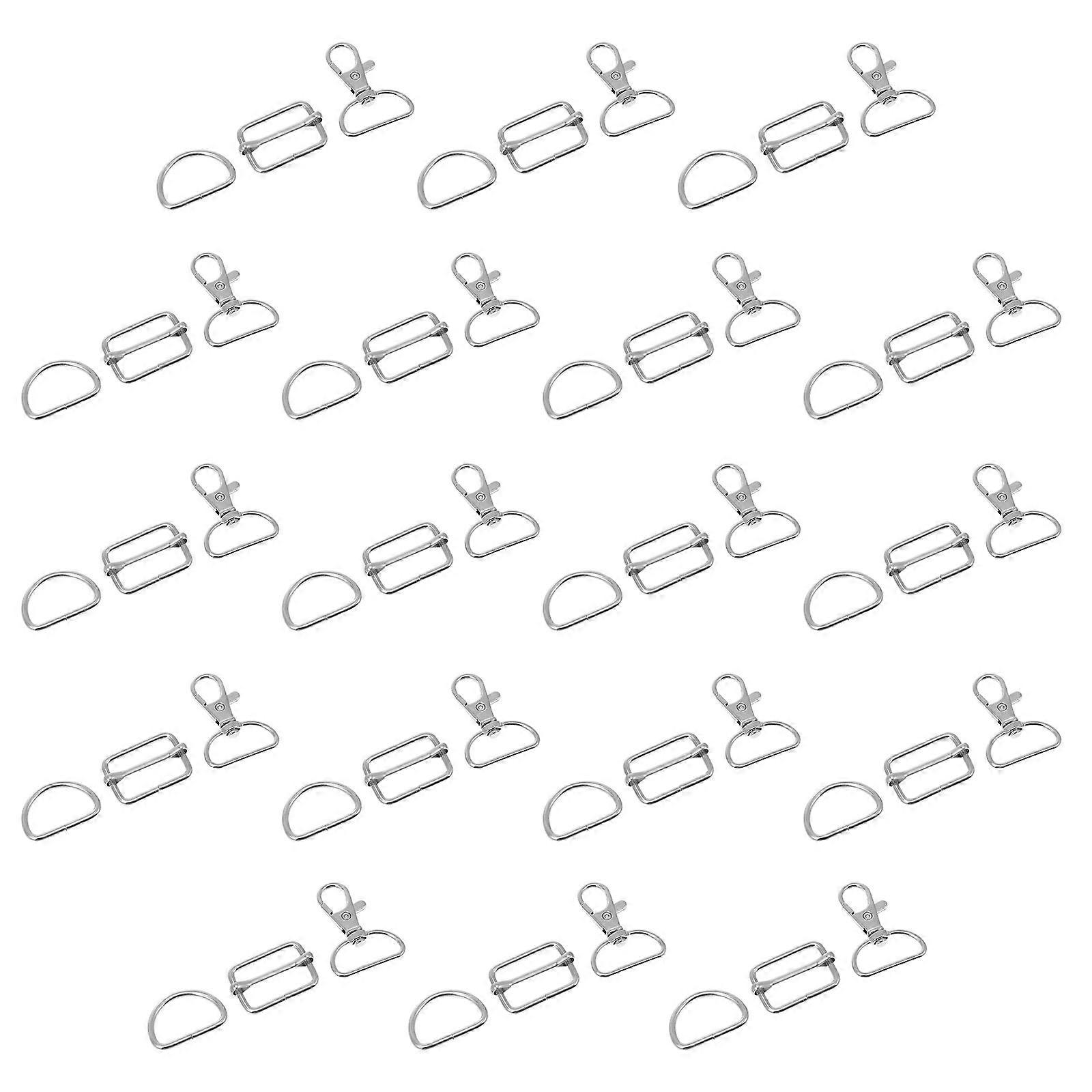 Tri-Glide Slide Buckle Key Chain Snap Hook for DIY 60Pcs Silver Zinc Alloy