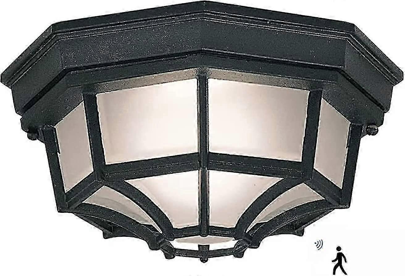 TCGG-12w הוביל אור תקרה חיצוני, אור קיר חיצוני עם חיישן תנועה, מתכת / זכוכית קלאסית, שחור, אור חיצוני, אור תקרה, בחוץ