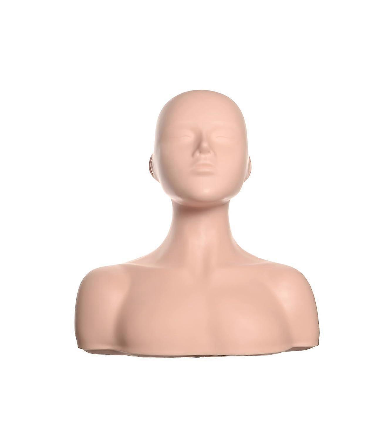 501 Large Soft Silicone Massage Cosmetology Practice Training Mannequin Head Doll with Shoulder Bone Model Head Practice Tool