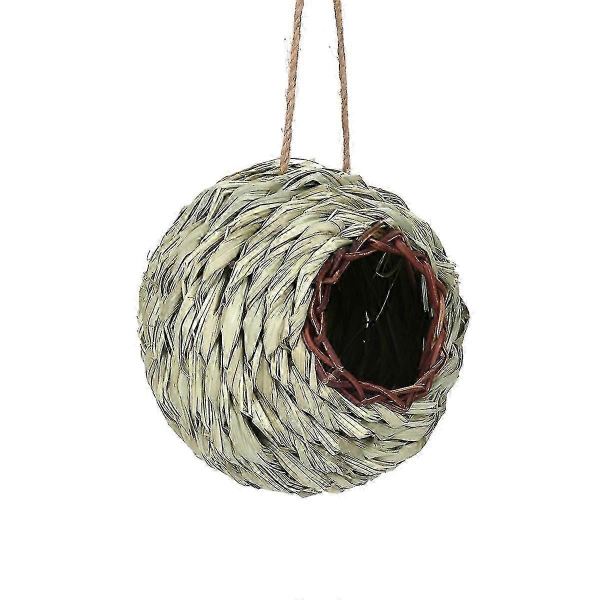 4PCS Ball Shaped Grass Woven Birds Nest Early Childhood Education Handmade DIY Weaving Bird House Horticultural Decor