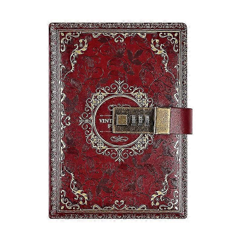 Vintage A6 password diary with password lock suitable for office and school use red