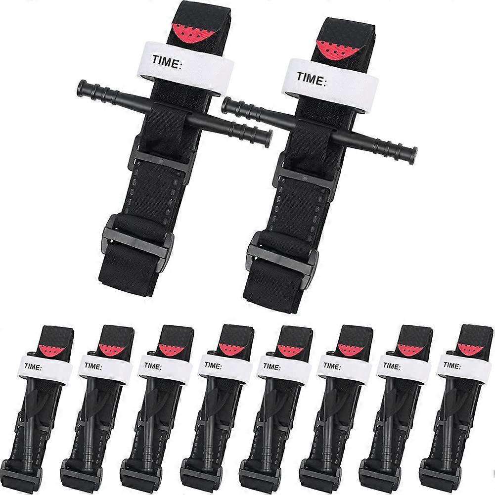 Tourniquet 10 Pack - Military Tactical First Aid Hemostatic Control for Single-Handed Application, Durable and Effective