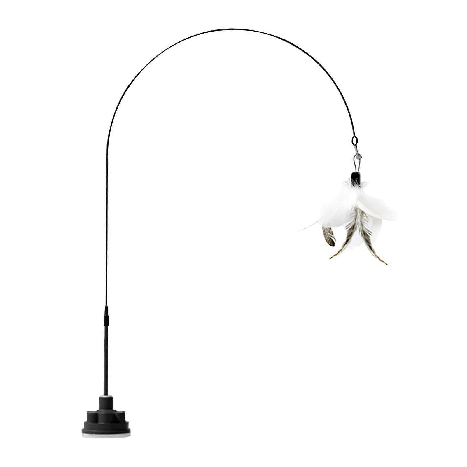 Cat Toy – Durable Interactive Cat Wand with Bell, Suction Cup Base, White, Perfect for Play and Hunting Activities