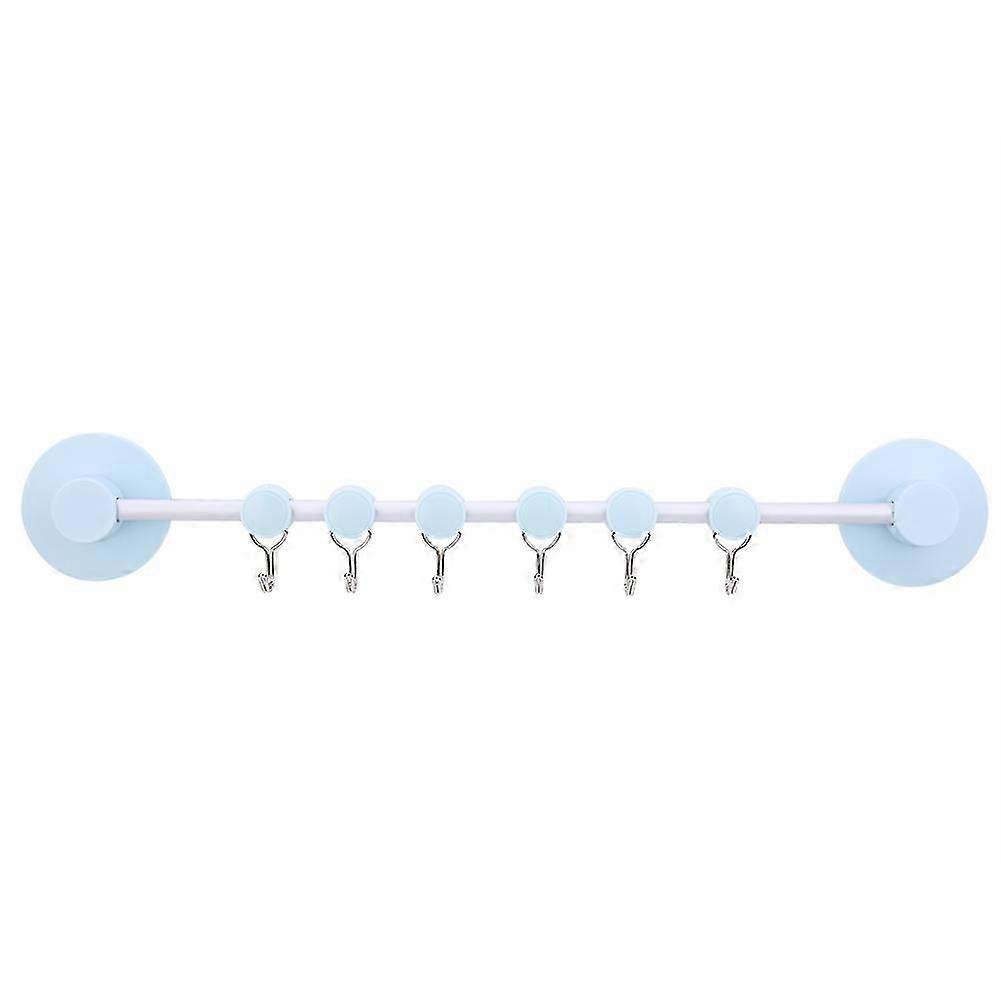 Adhesion Sticky 6 Hooks Hanger For Door Bathroom Kitchen (dusty Blue)