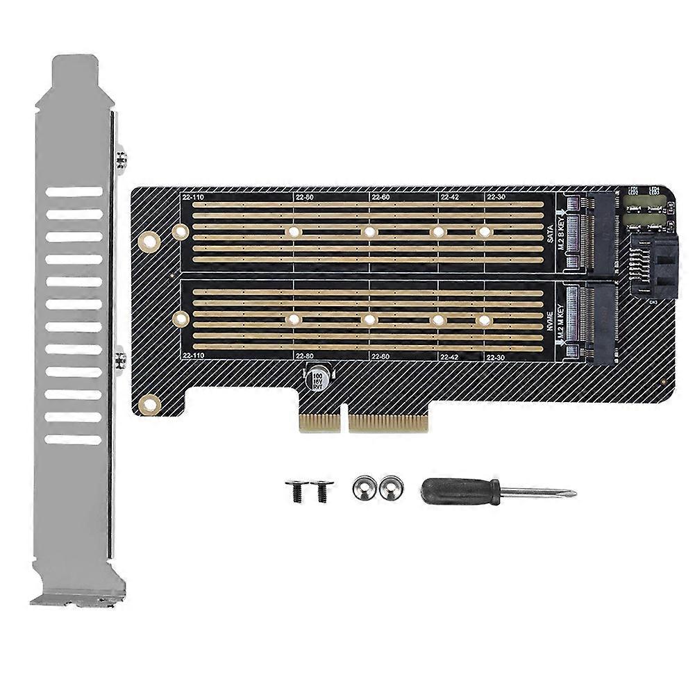 M.2 NVMe SSD NGFF to PCIE X4 Converter Adapter Card M Key B Key Dual Port