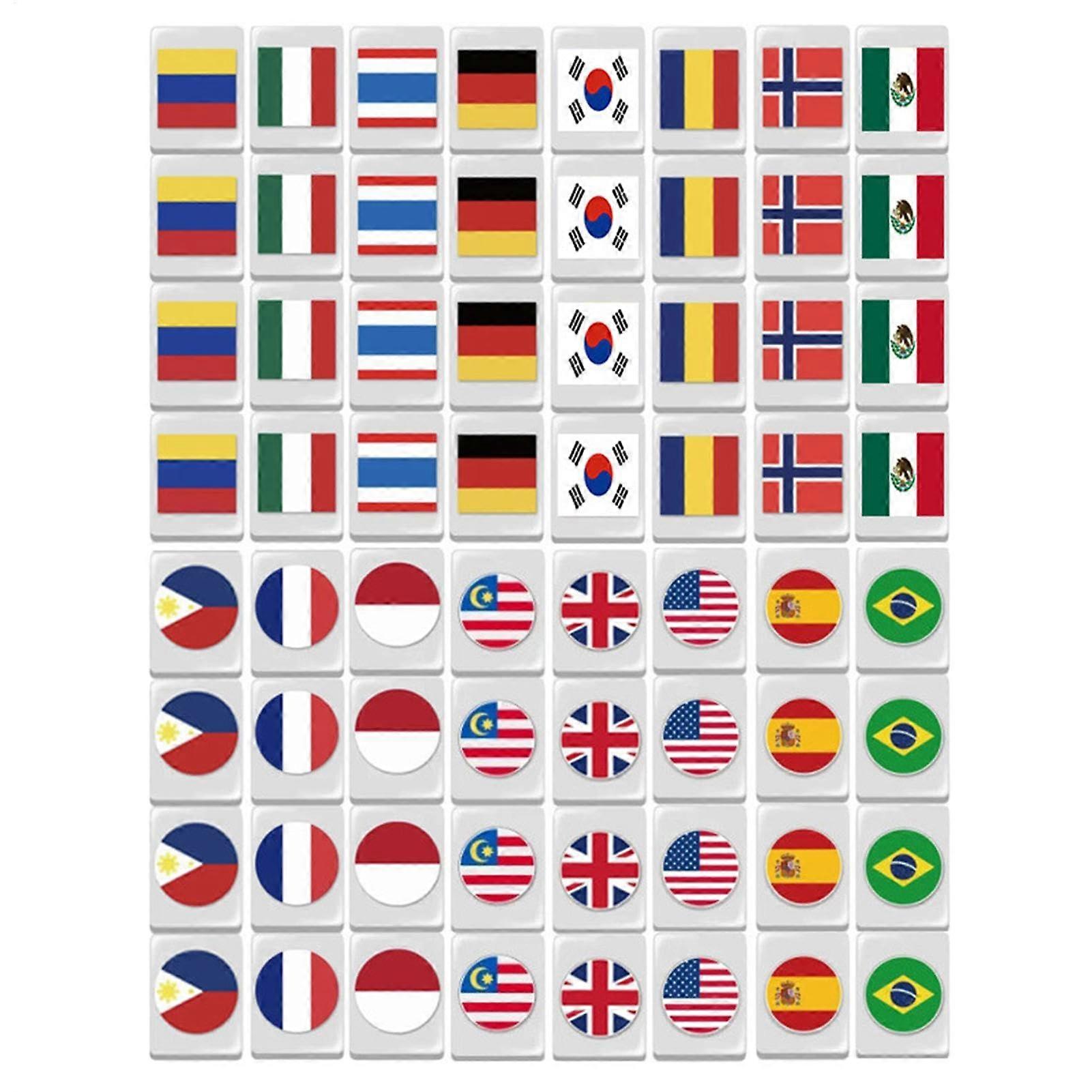 American Mahjong Game Set, 64 Tiles with Flag Design for Family, Friends