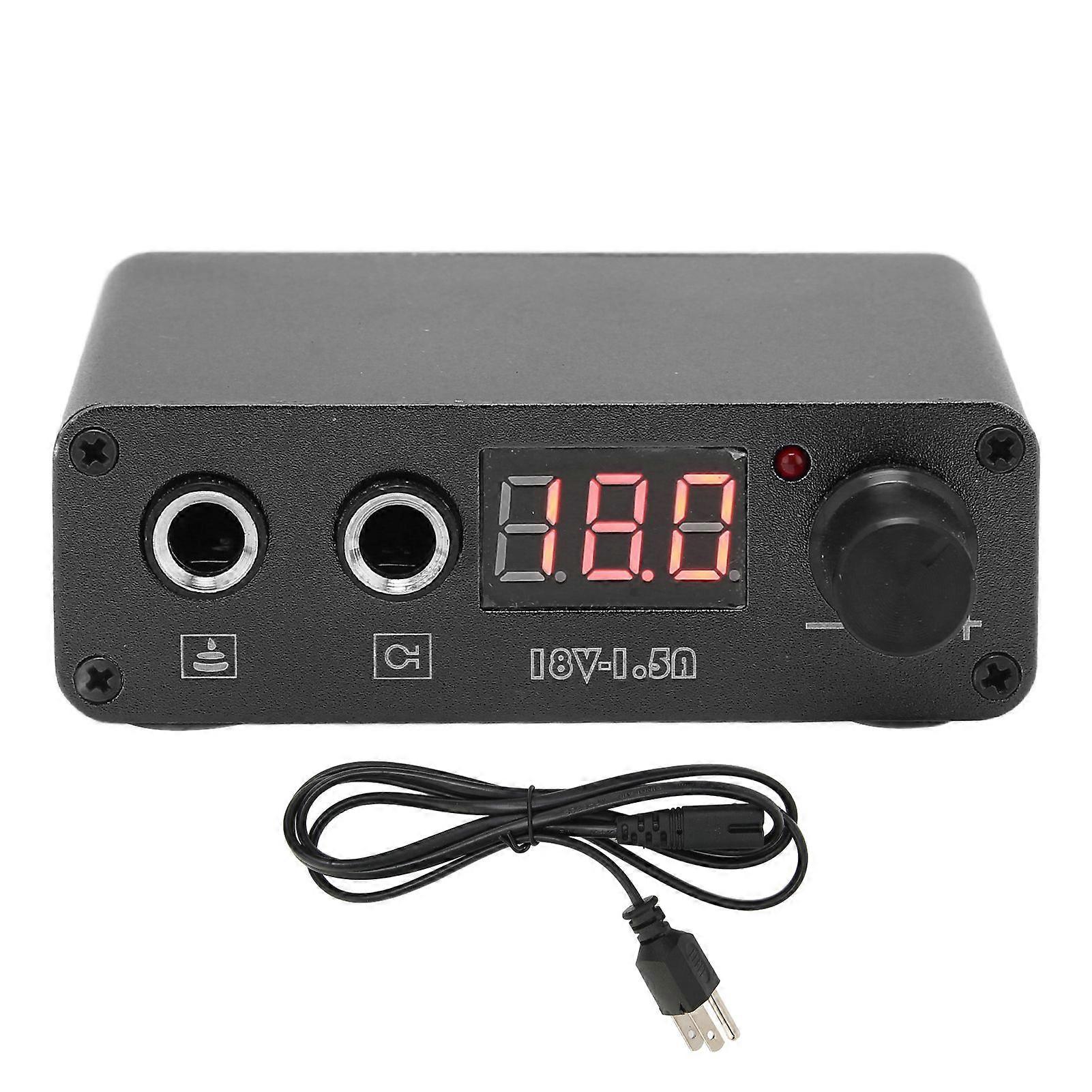 Professional Tattoo Power Supply Alloy Dual Modes Tattoo Power Source with LCD Display 100?230VBlack US PlugYMMR)