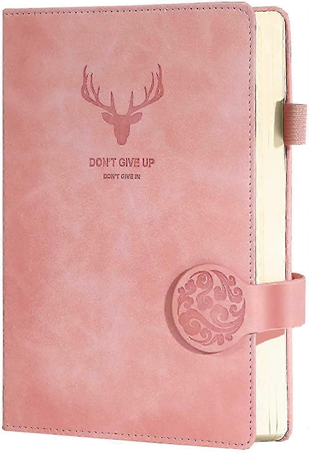 Premium Pink A5 Leather Notebook - 200-Page Thick Journal for Study & Office Use