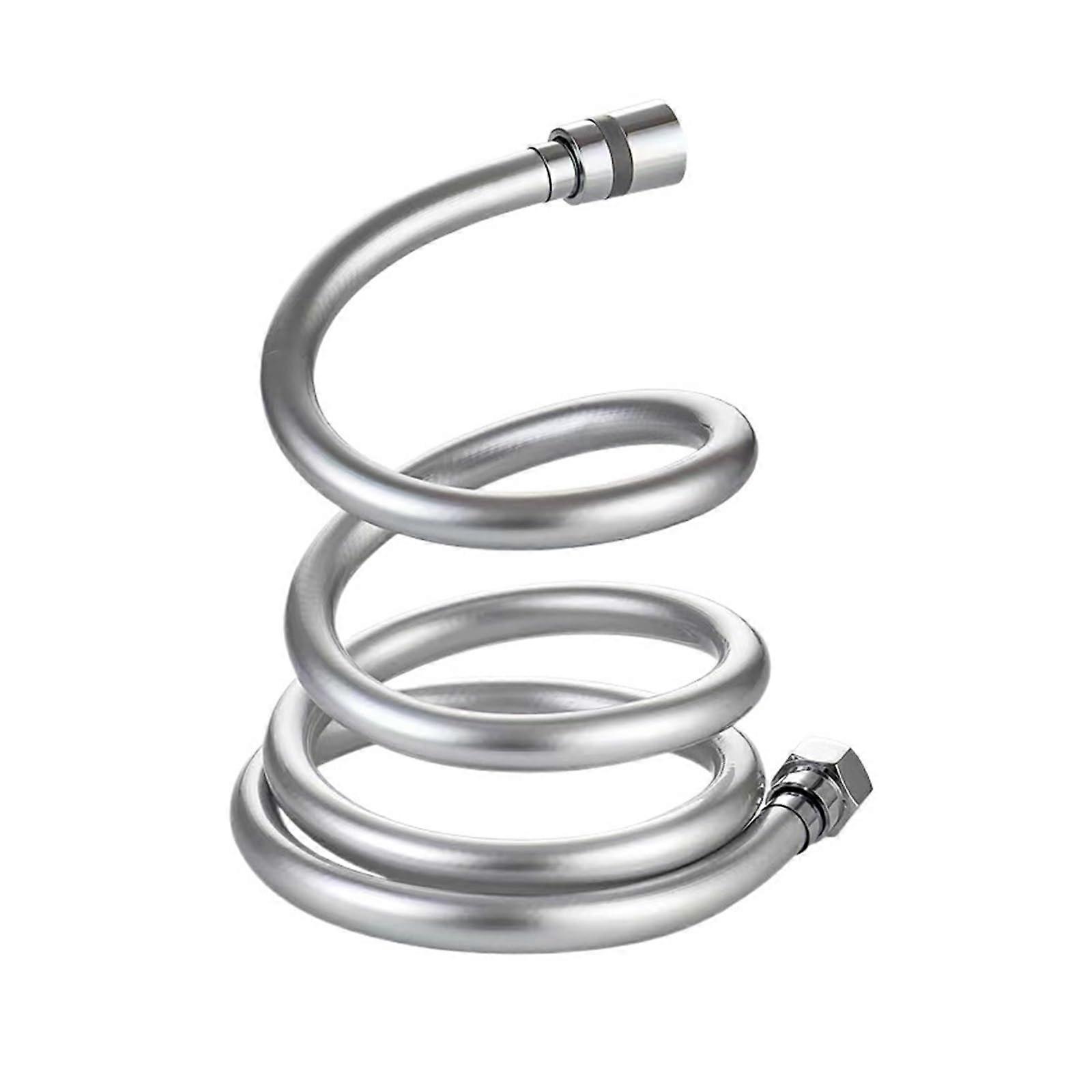 PVC Hand Shower Hose 2m with High-Pressure Roll Protection, Silver Color, Compatible with Standard Fixtures