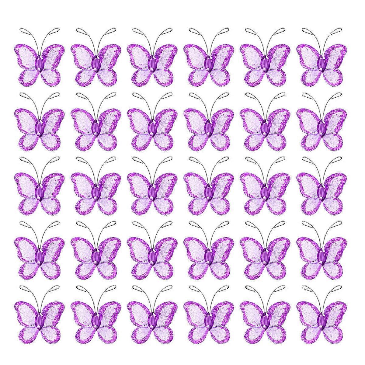 Bridal Shower Favors Nuolux Decorative Butterflies Purple Party Decoration Wire Fabric 50Pcs