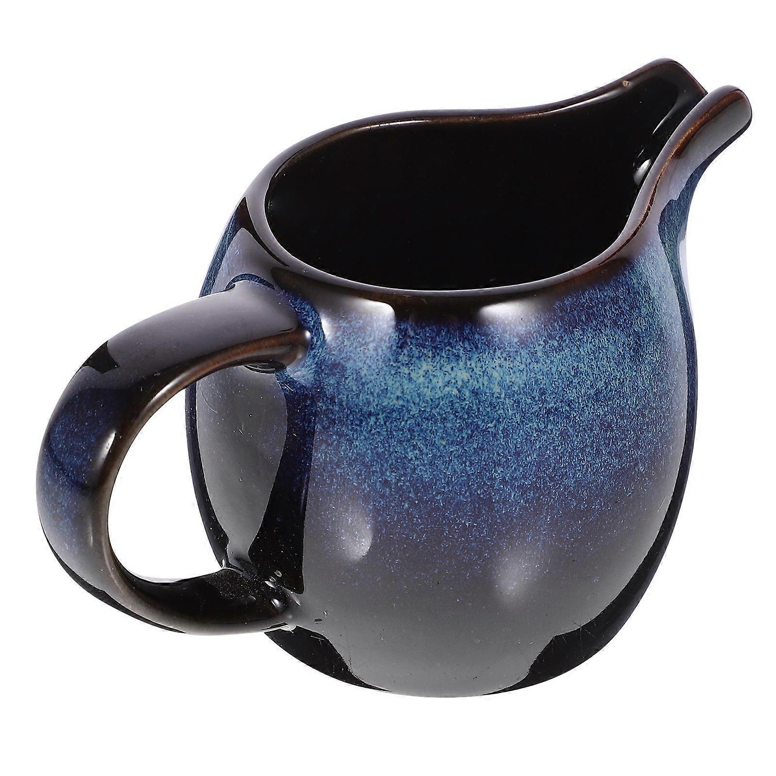 Ceramic Milk Pitcher with Handle, Elegant Cream Sauce Jug for Kitchen, Classic European Style, Smooth Surface for Daily Coffee Bar Use