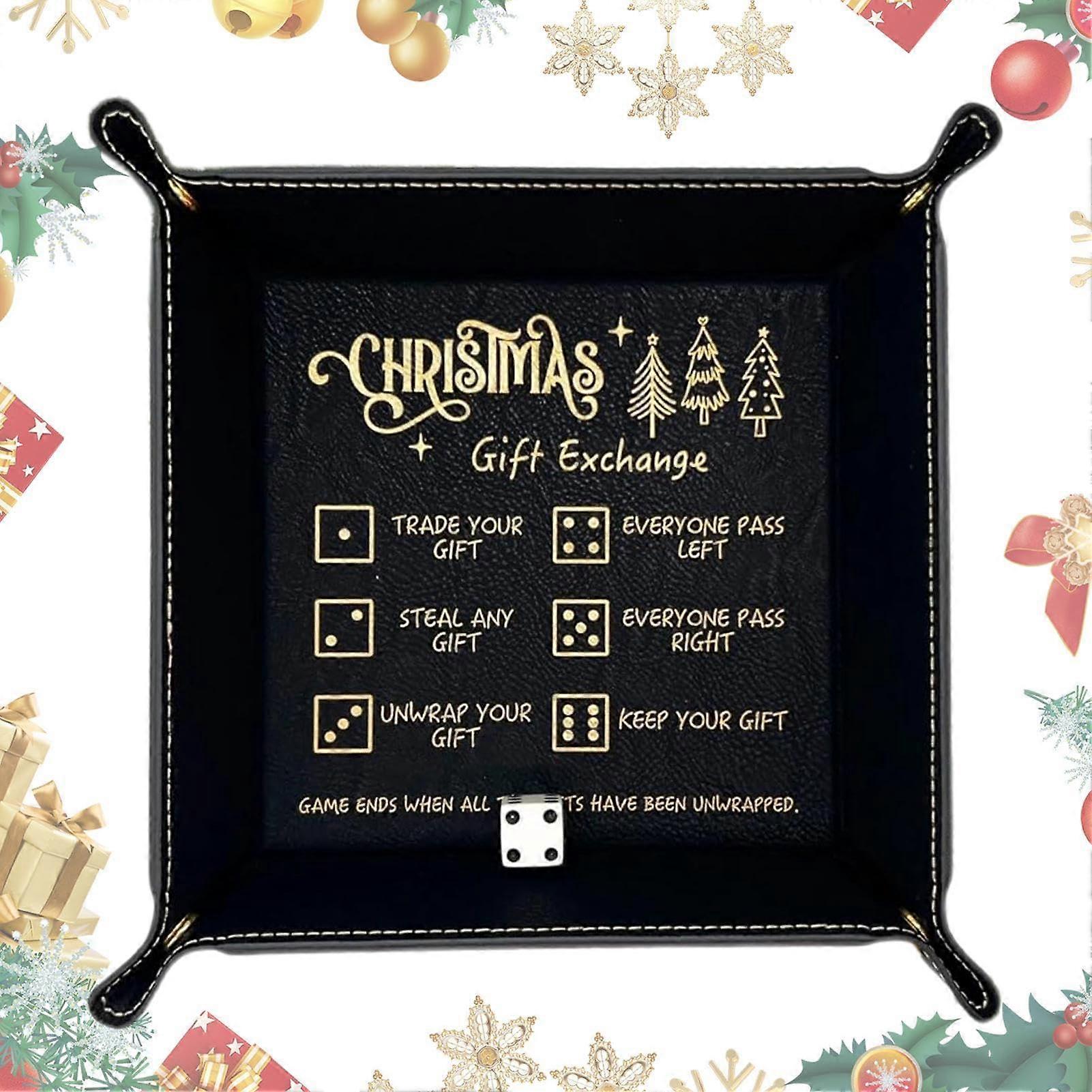 Dice Rolling Tray - Portable Faux Leather Play Cube Tray for All Ages, Ideal for Classrooms and Dorms, Black Color