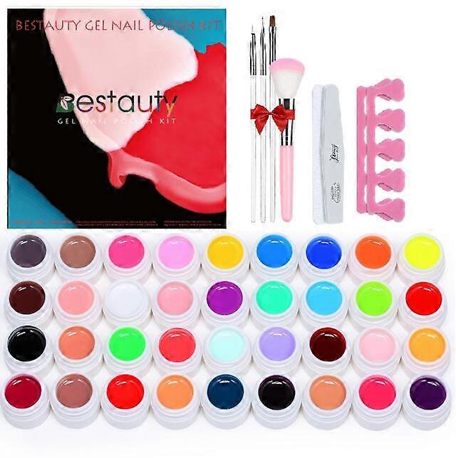 Bestauty Nail Gel Set 36 Colors (Pure Color) + 3 Different Looks Nail Brushes + 2 Toe Separators + 2 Different Nail Files + 1 Large Nail Brush