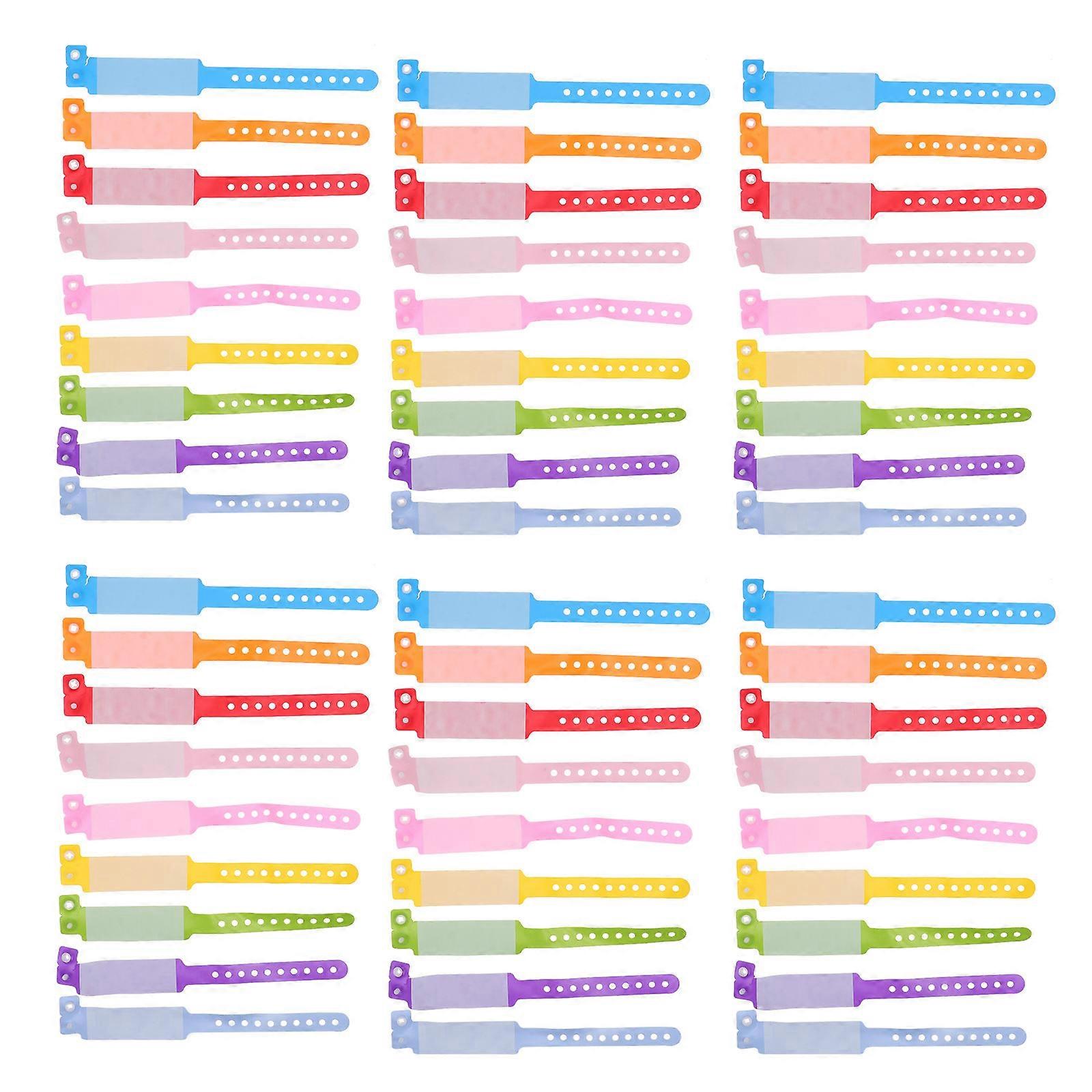 100pcs PVC Identification Wristbands, Disposable Event Bracelets, Random Colors, Easy to Write, for Theme Parks & Events