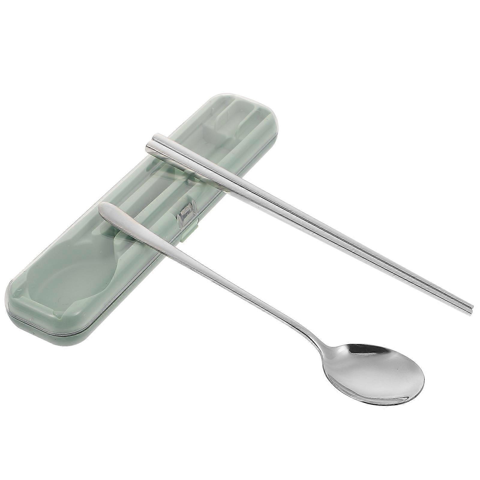 Portable Stainless Steel Cutlery Set with Chopsticks and Soup Spoon – Reusable Utensils for Camping, Picnics, Lunch, and Work