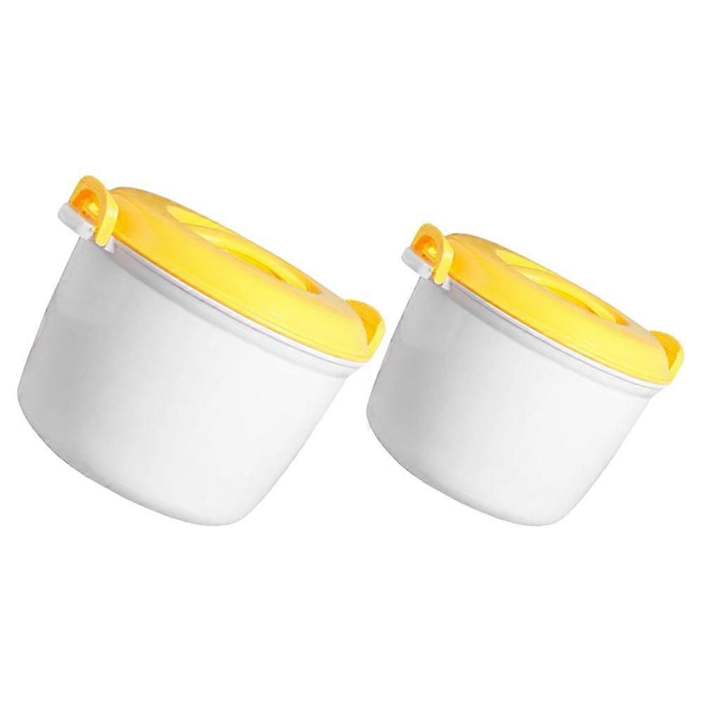 Microwave Rice Cooker in Yellow Color Made of Plastic for Storage Use with Large Capacity 2Pcs