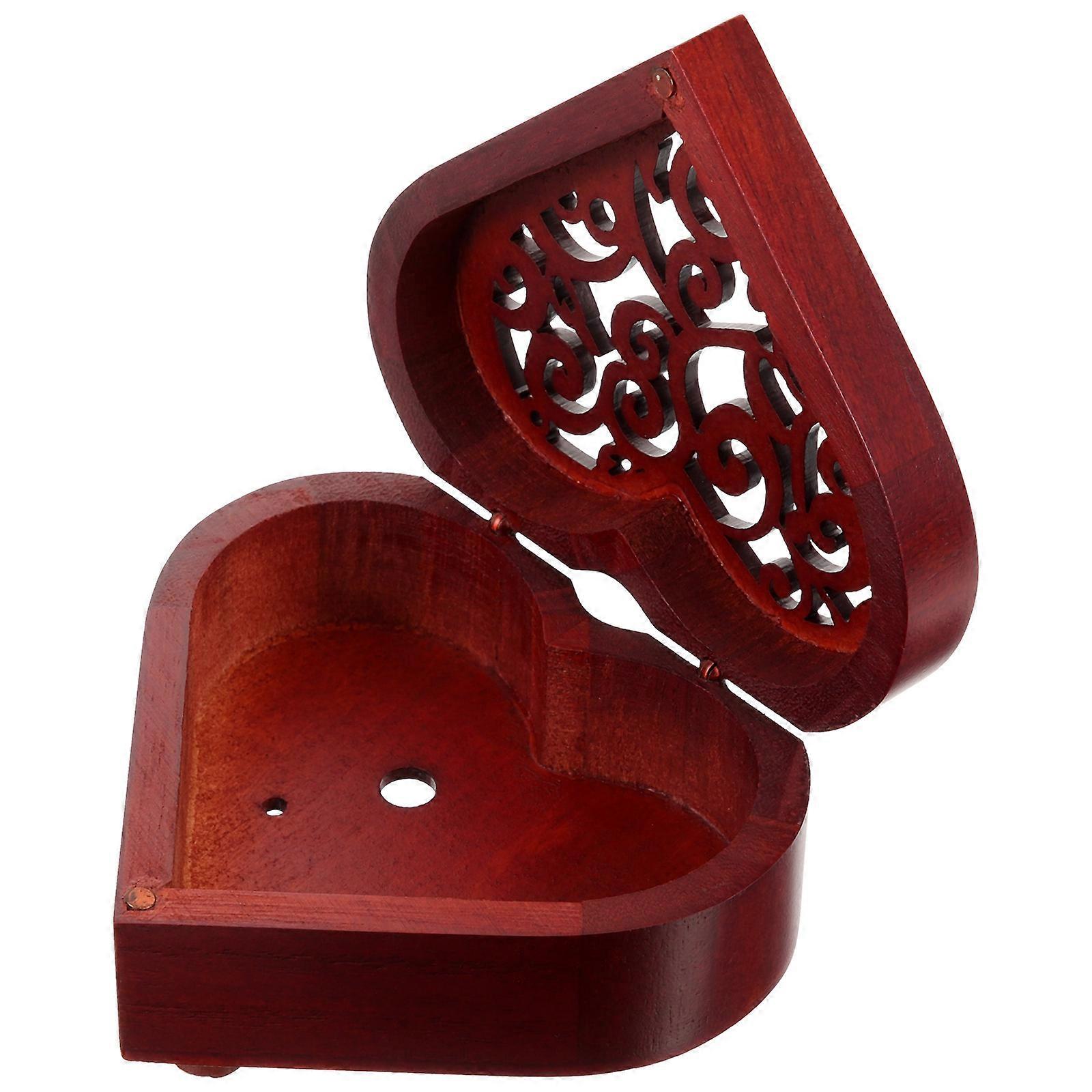 Heart Shaped Wooden Storage Box for Home Use Brown Multi-purpose Jewelry and Trinket Box